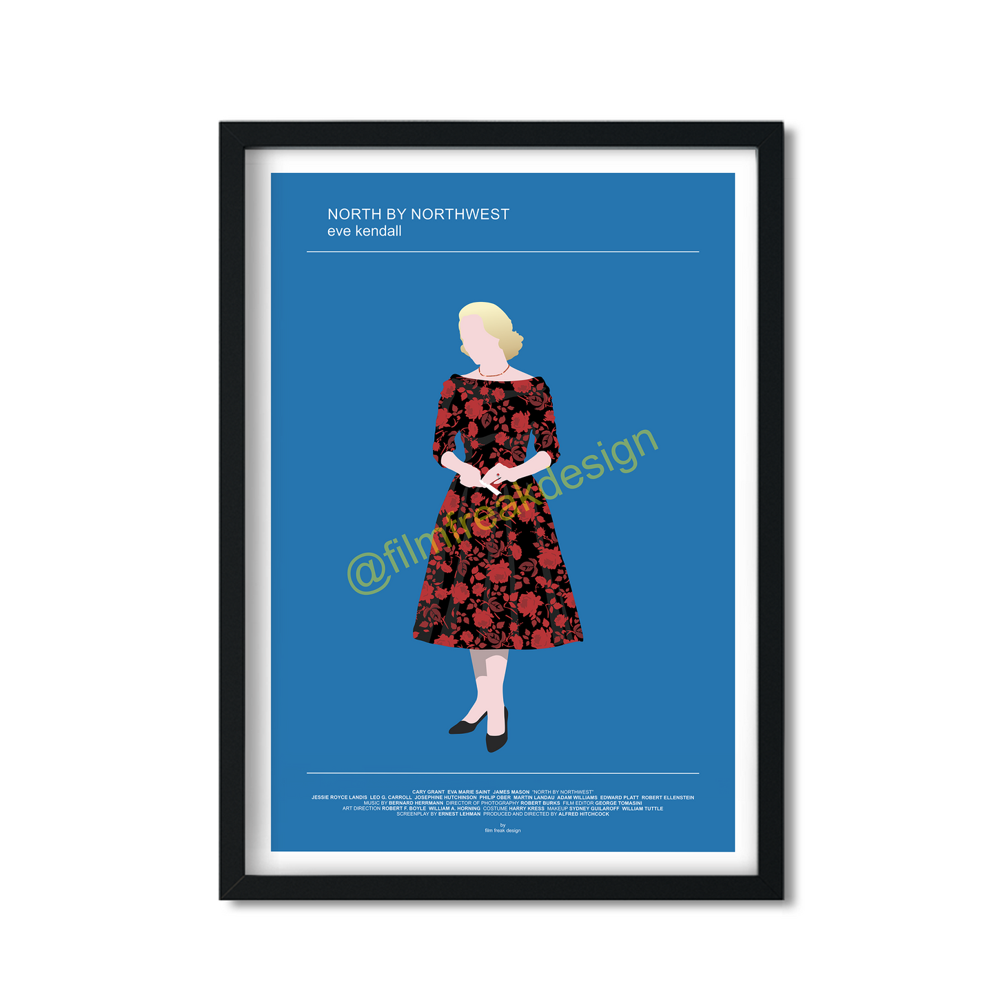 New Poster! North by Northwest 1959 movie poster, Eva Marie Saint Bergdorf-Goodman dress, Alfred Hitchcock