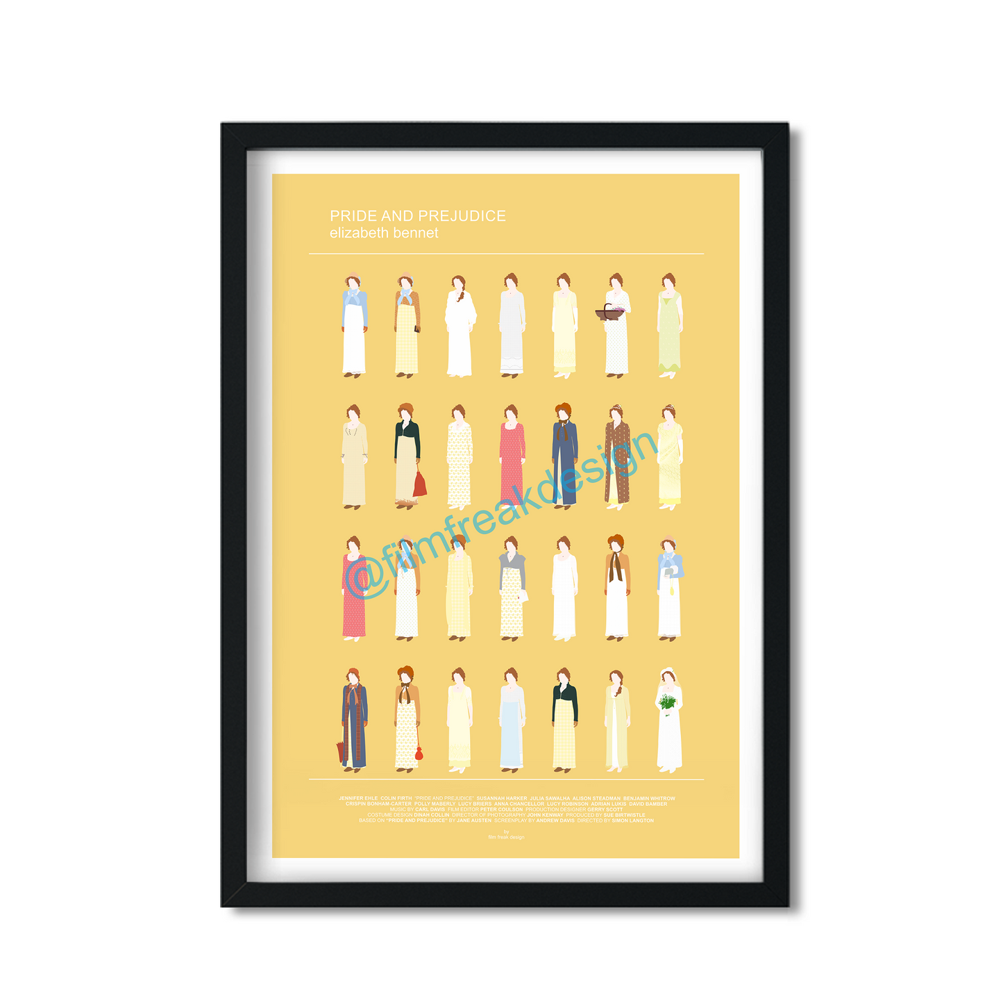 Pride and Prejudice regency poster, Elizabeth Bennet, Jane Austen