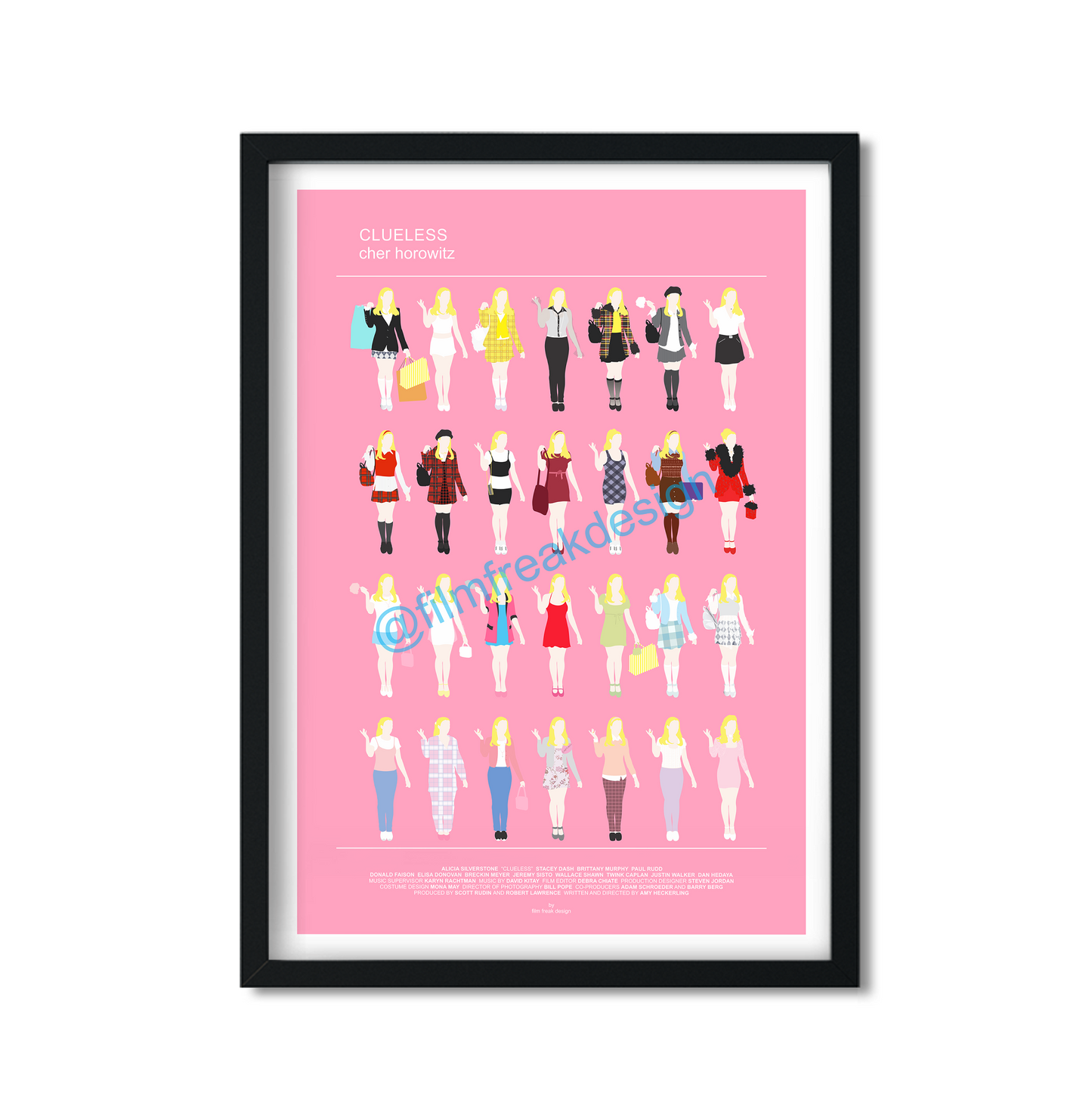 Clueless minimalist fashion illustration, Cher Horowitz poster