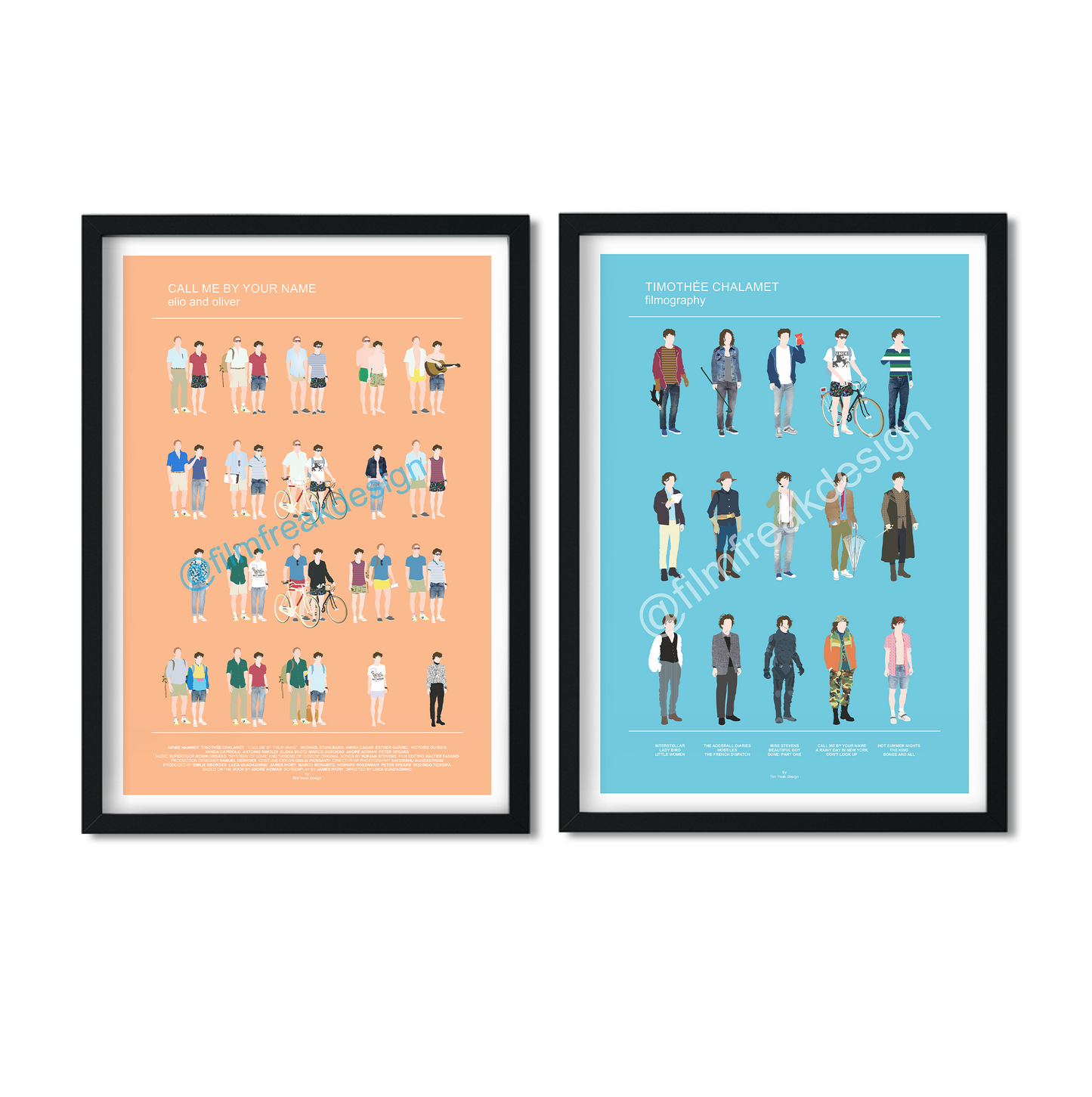 Timothée Chalamet set of posters, Call Me By Your Name + Filmography