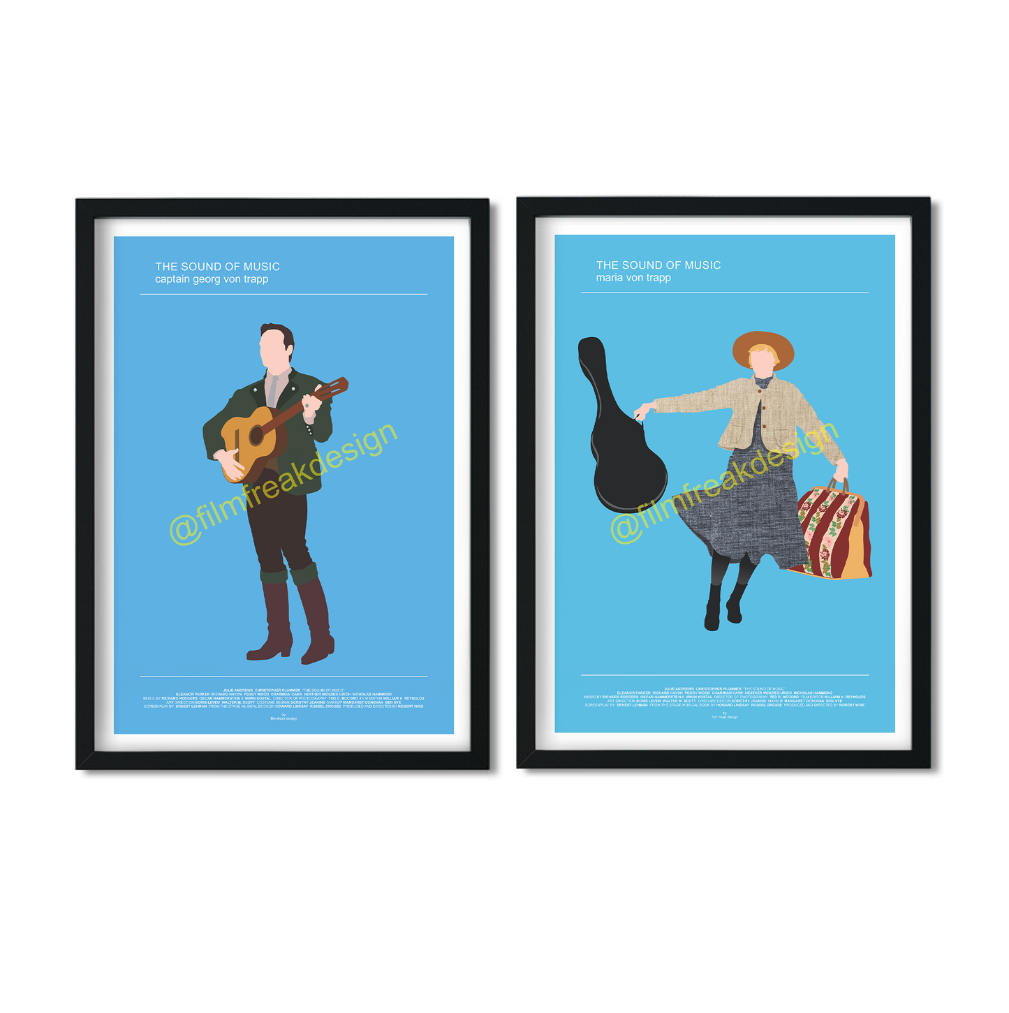 The Sound of Music Set of 2 minimalist movie posters