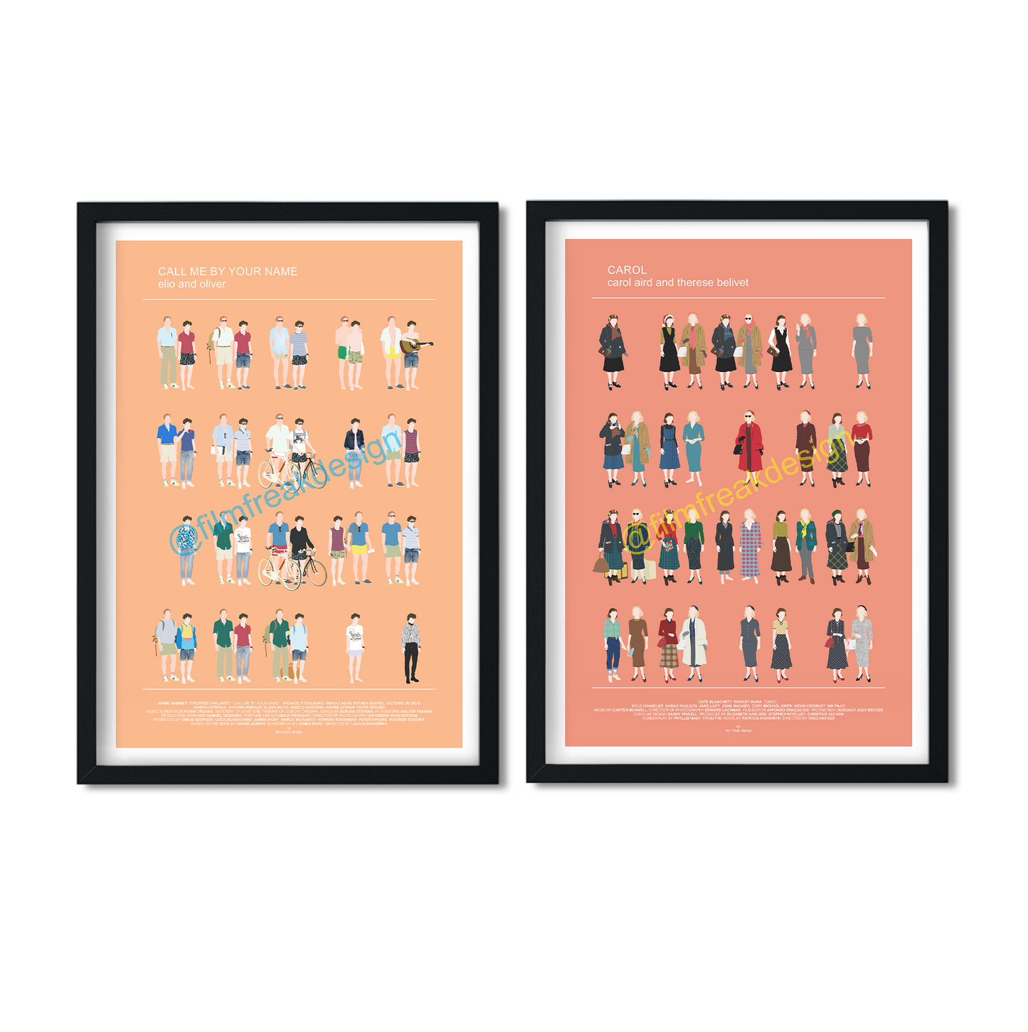 LGBT-Themed set of movie posters, Call Me By Your Name + Carol
