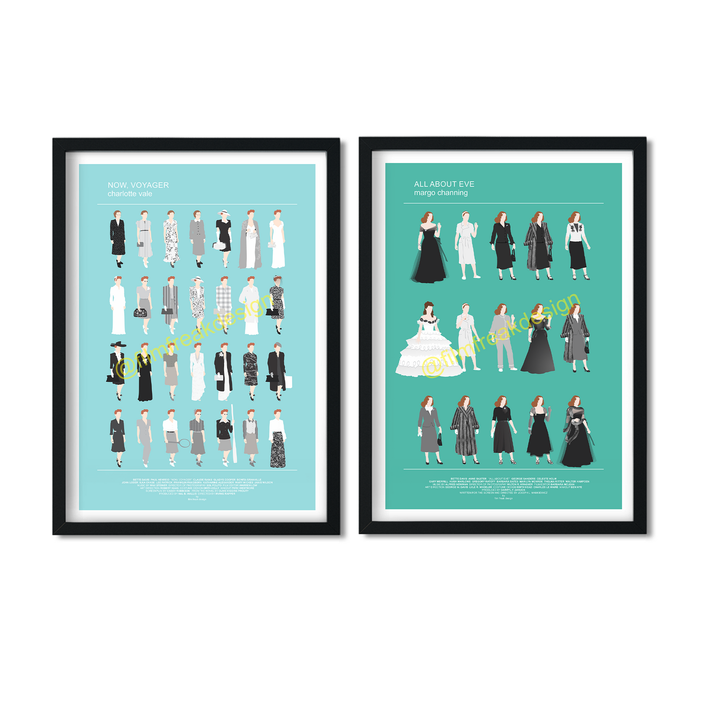 Bette Davis set of movie posters, Now, Voyager and All About Eve