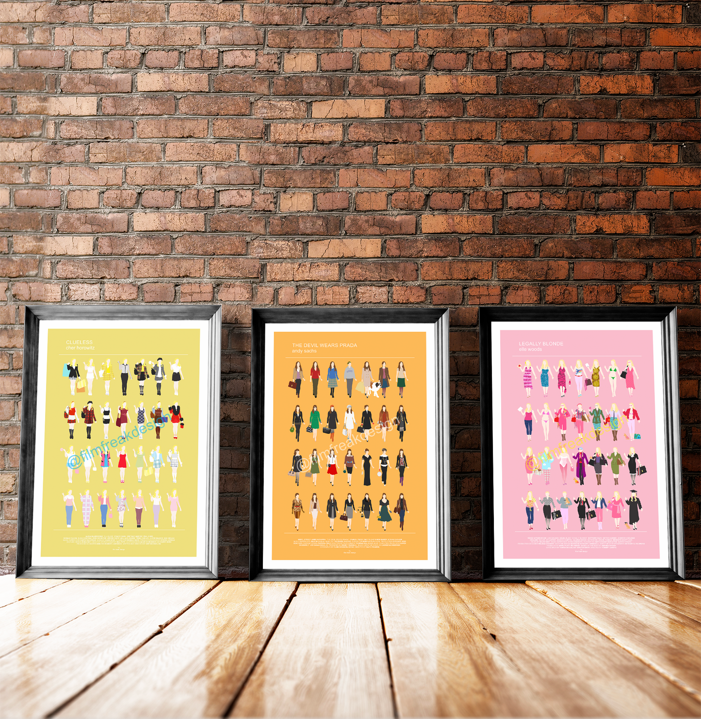 Set of 3 Prints, Mix and match gift, Fashion in movies, Minimalist posters