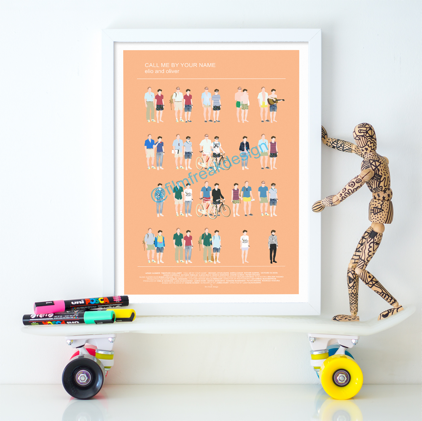 Call Me By Your Name Poster, Oliver and Elio 80s fashion minimal print LGBT