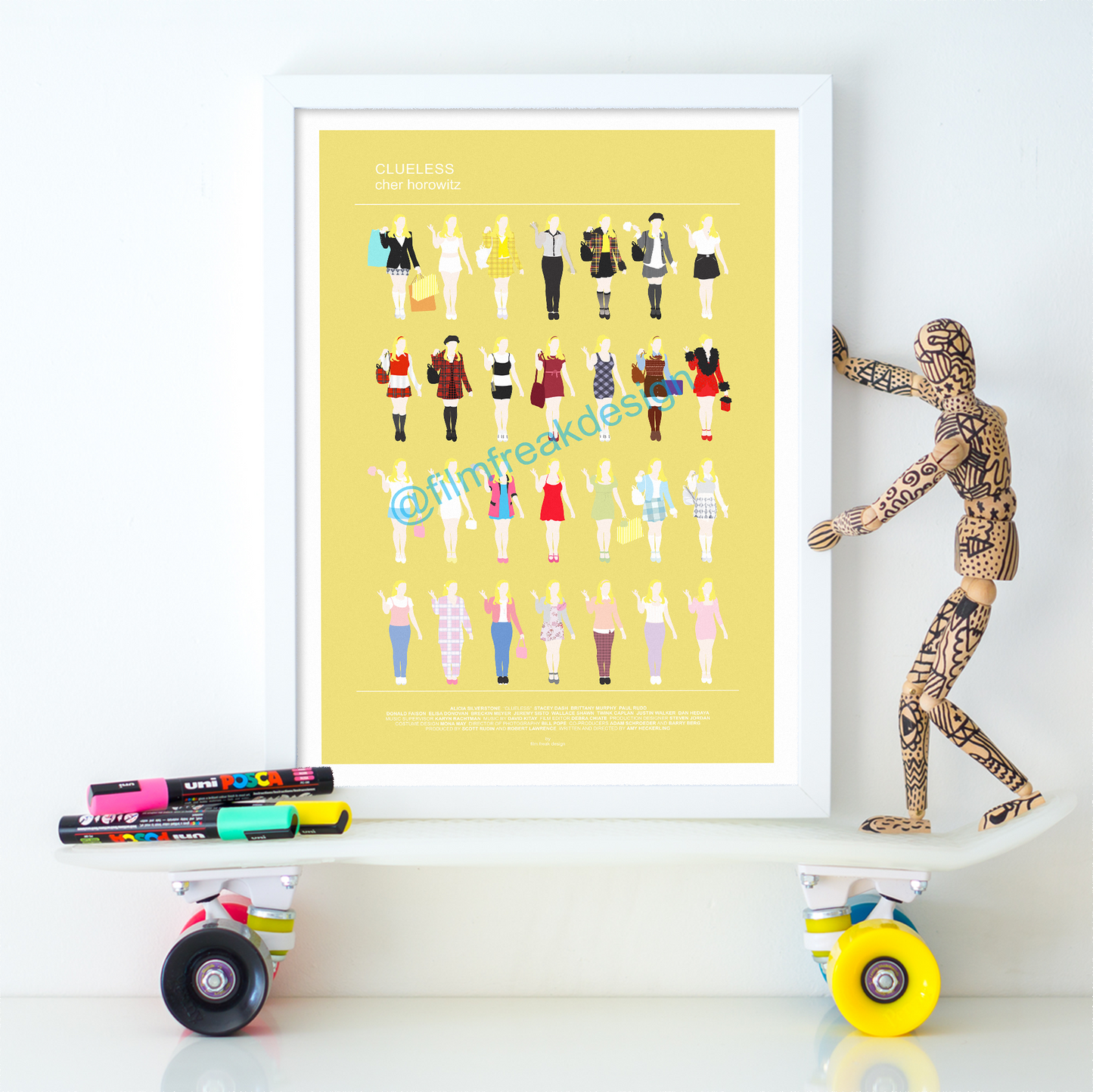 Clueless minimalist fashion illustration, Cher Horowitz poster
