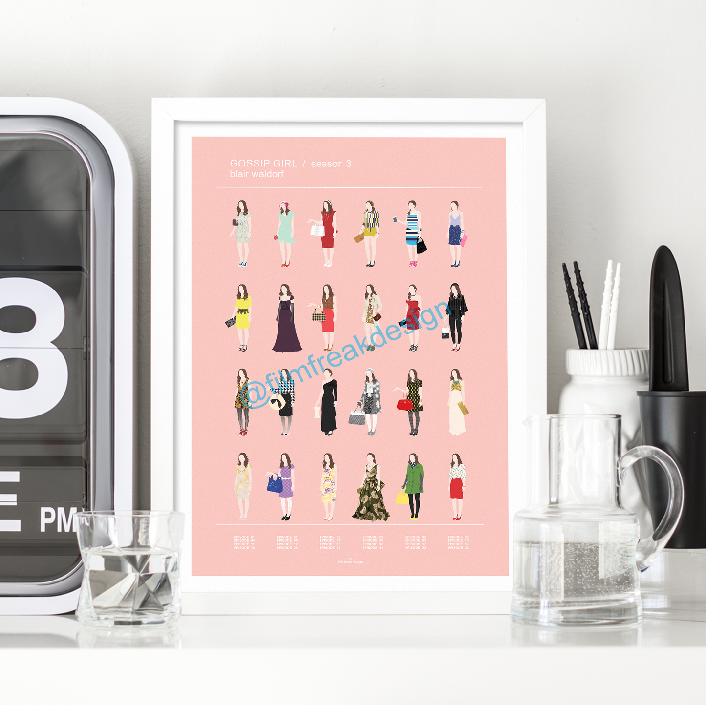 Gossip Girl outfits print, Blair Waldorf Season 3 poster NYC