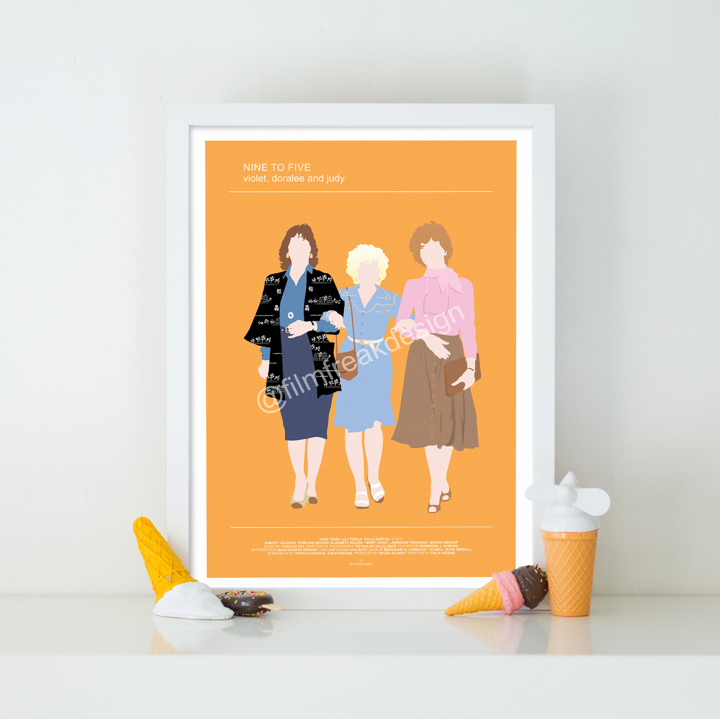 Nine to Five Fashion Print, Lily Tomlin, Dolly Parton, Jane Fonda, 9 to 5