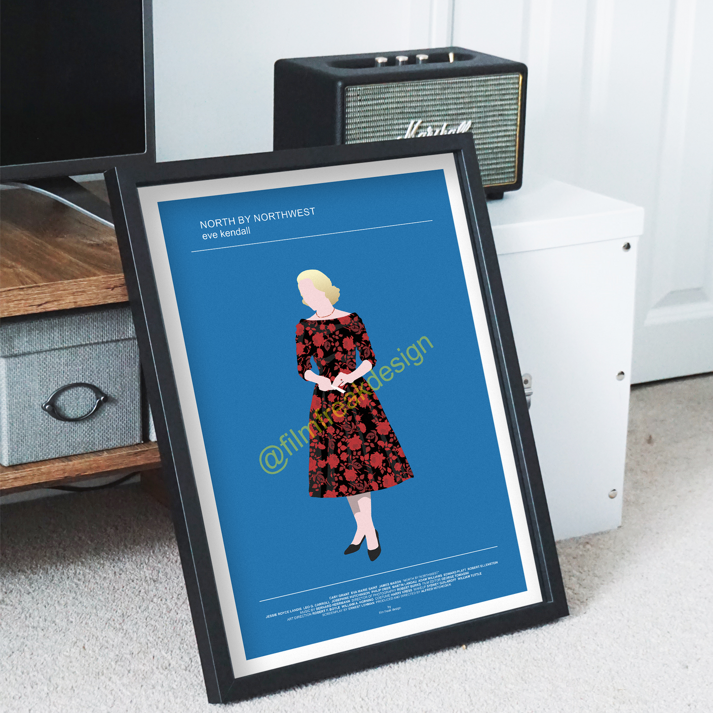 New Poster! North by Northwest 1959 movie poster, Eva Marie Saint Bergdorf-Goodman dress, Alfred Hitchcock