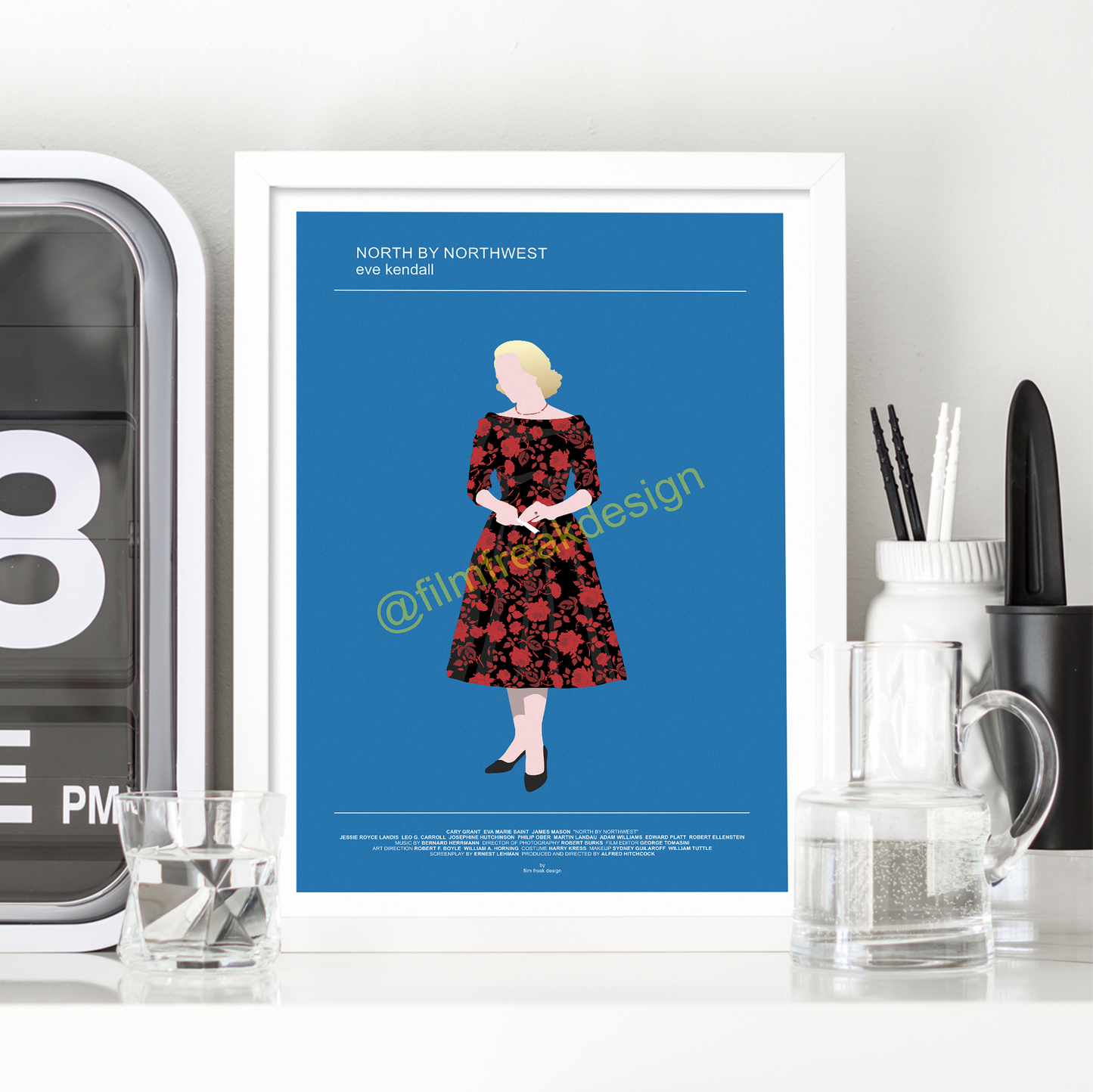 New Poster! North by Northwest 1959 movie poster, Eva Marie Saint Bergdorf-Goodman dress, Alfred Hitchcock