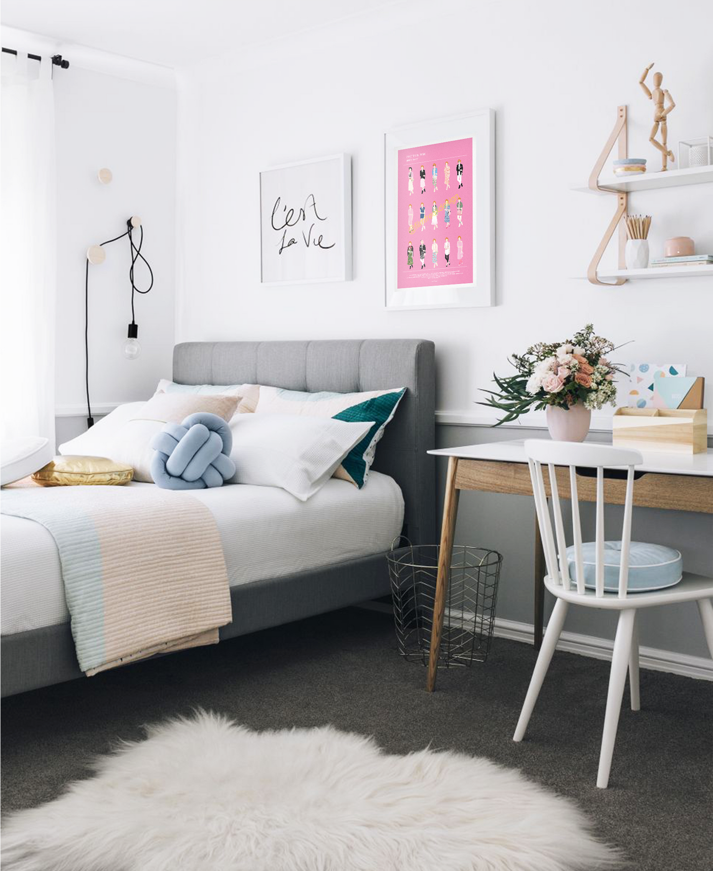 Pretty in Pink fashion poster, Molly Ringwald as Andie and all her looks