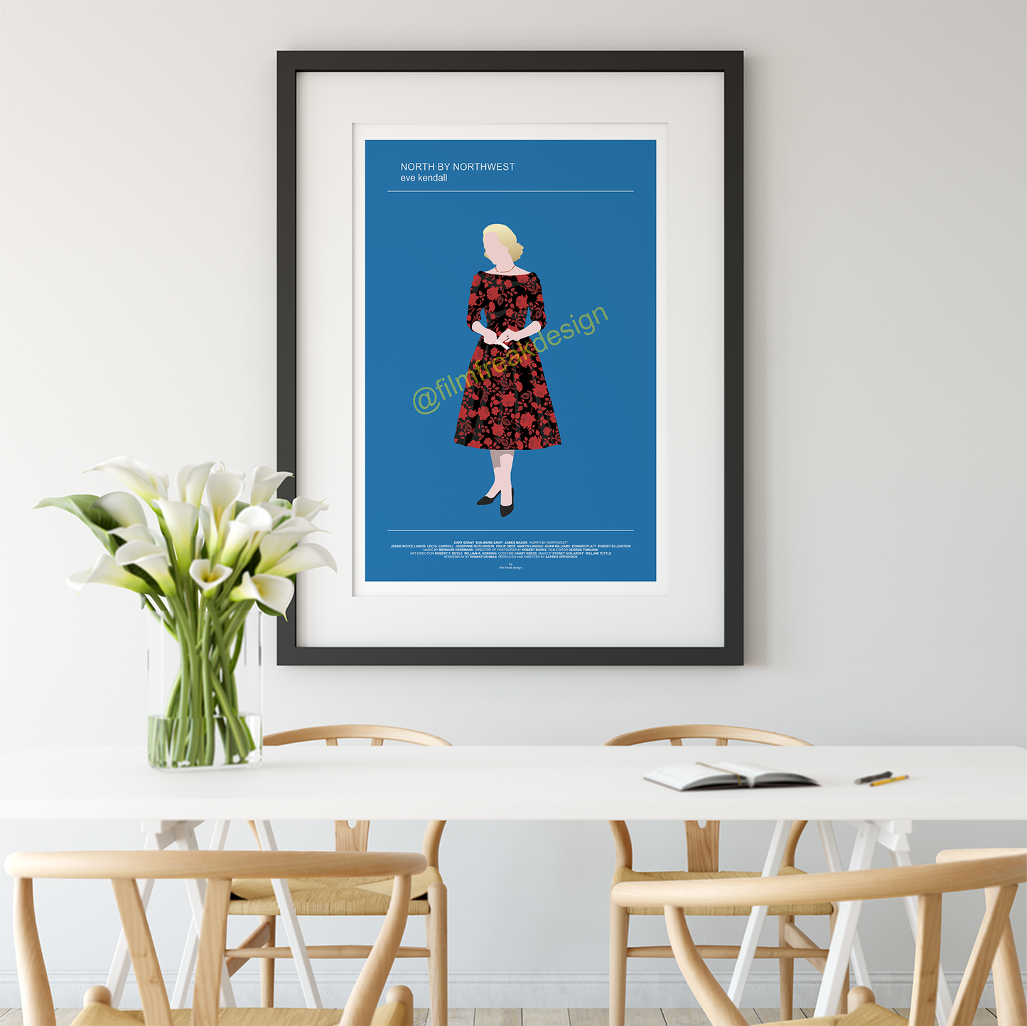 New Poster! North by Northwest 1959 movie poster, Eva Marie Saint Bergdorf-Goodman dress, Alfred Hitchcock