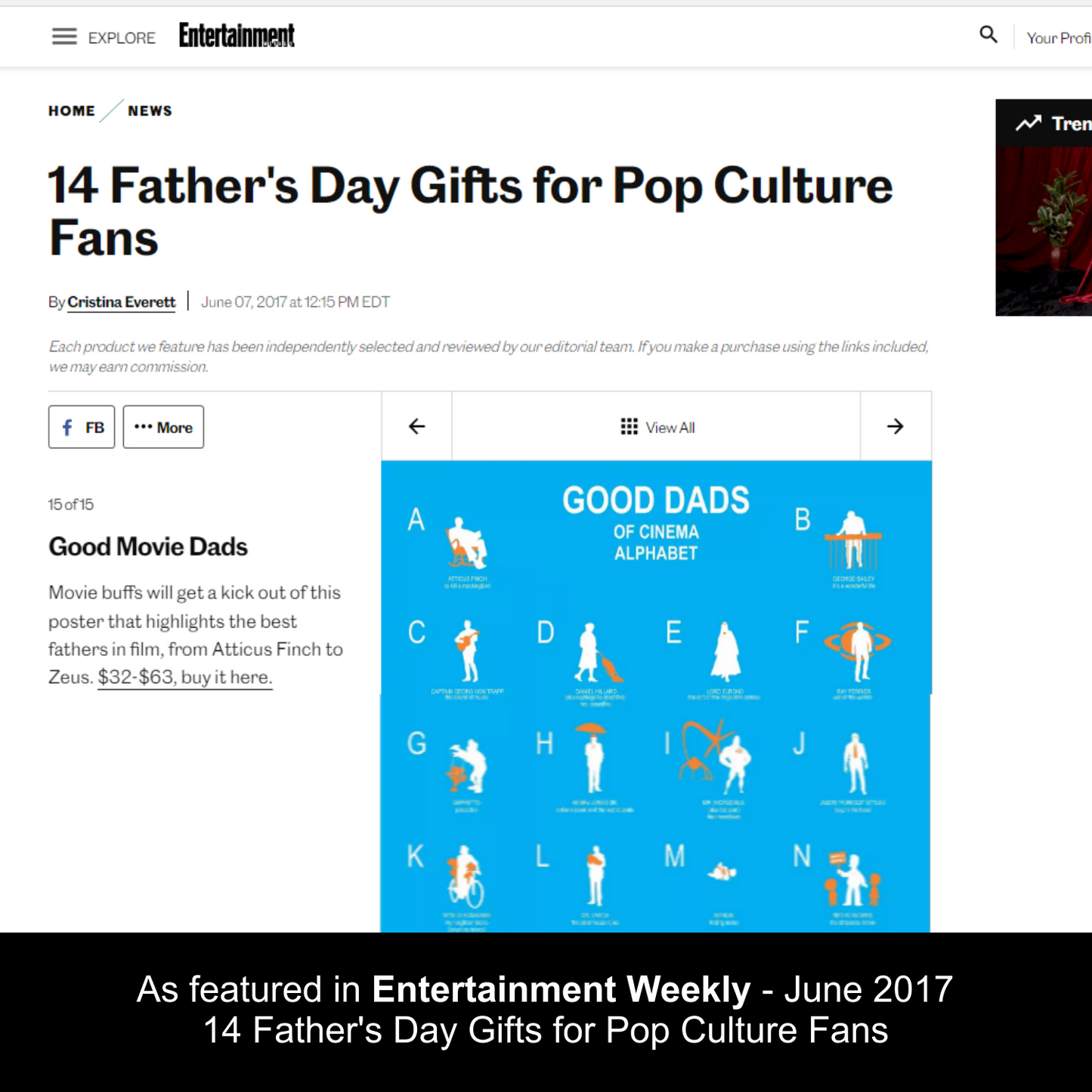 Dads in movies Abc Print Poster, Cinephile Dad Minimalist