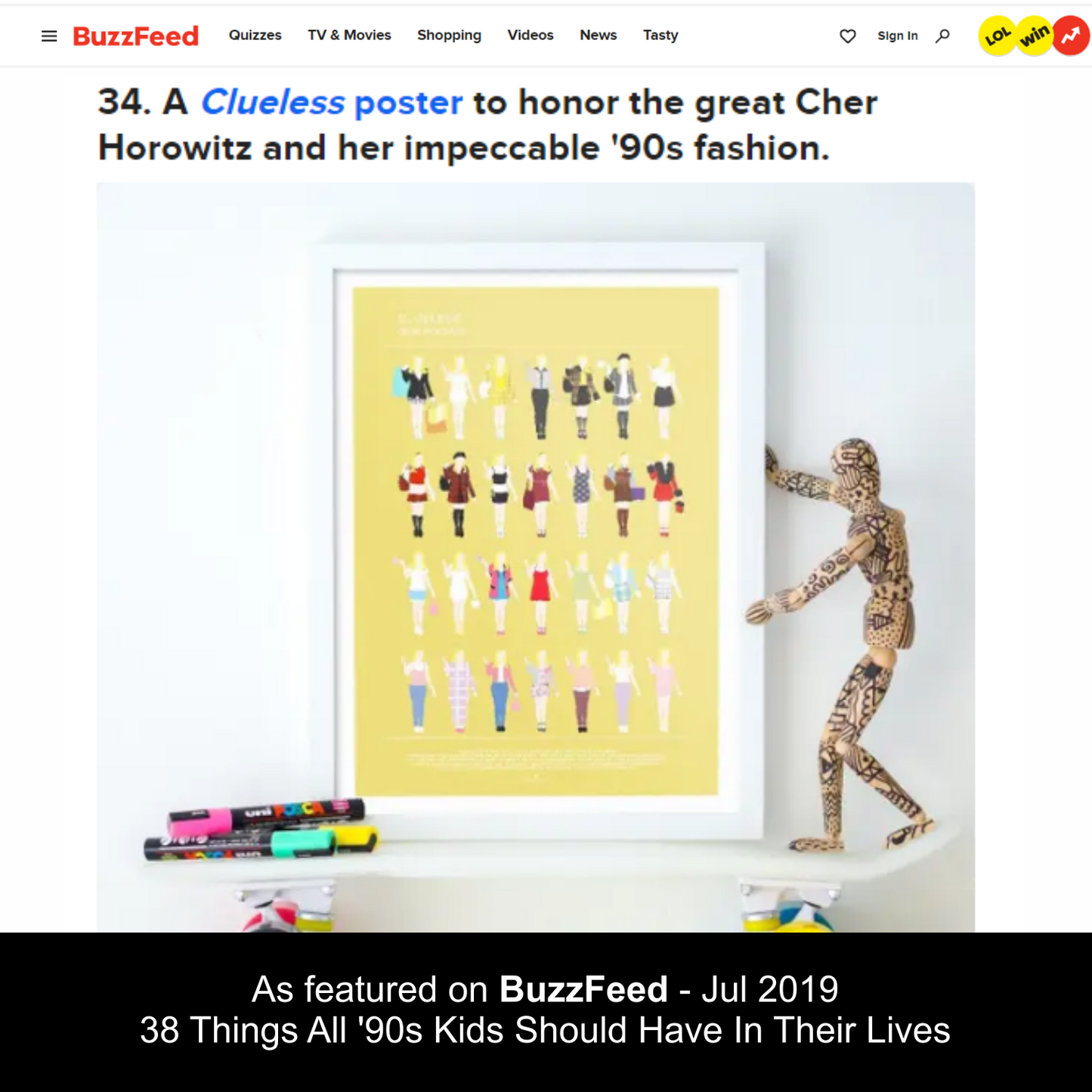 Clueless minimalist fashion illustration, Cher Horowitz poster