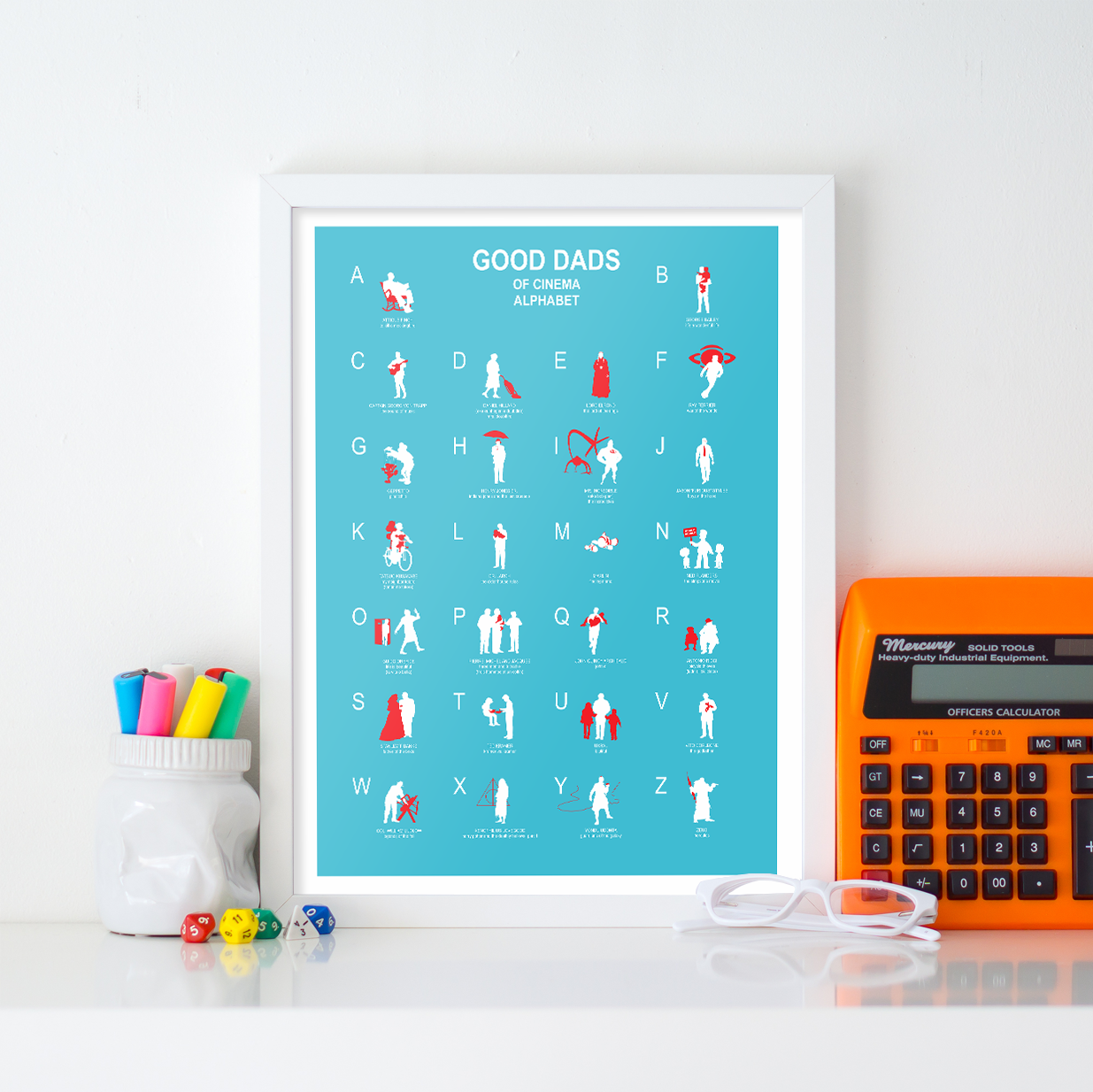 Dads in movies Abc Print Poster, Cinephile Dad Minimalist