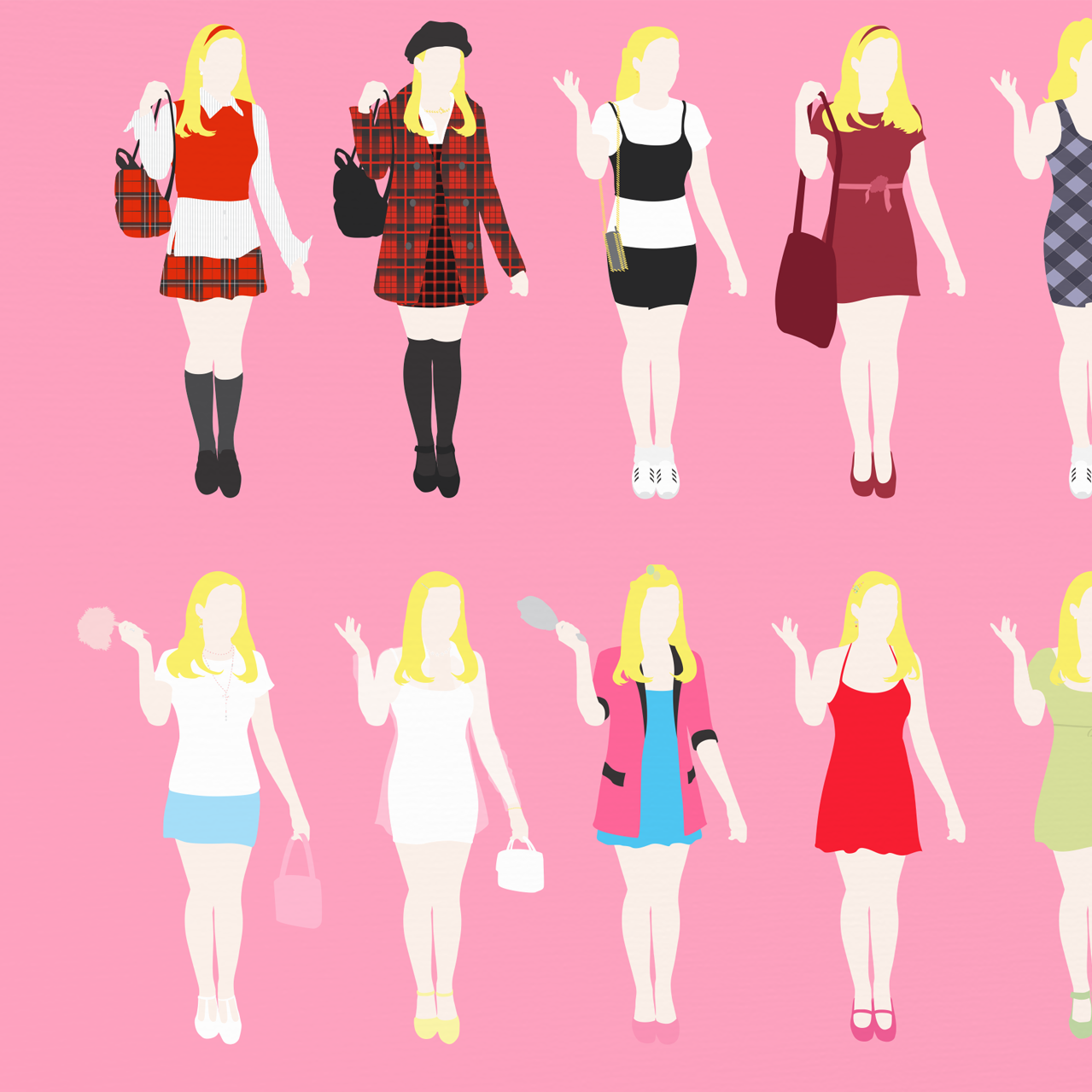Clueless Movie Poster, Cher Horowitz fashion illustration