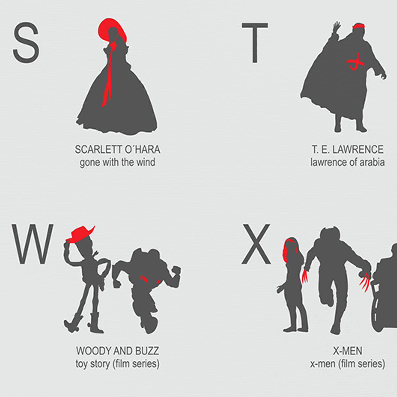 Hero ABC minimalist movie poster print, Geek art wall decor