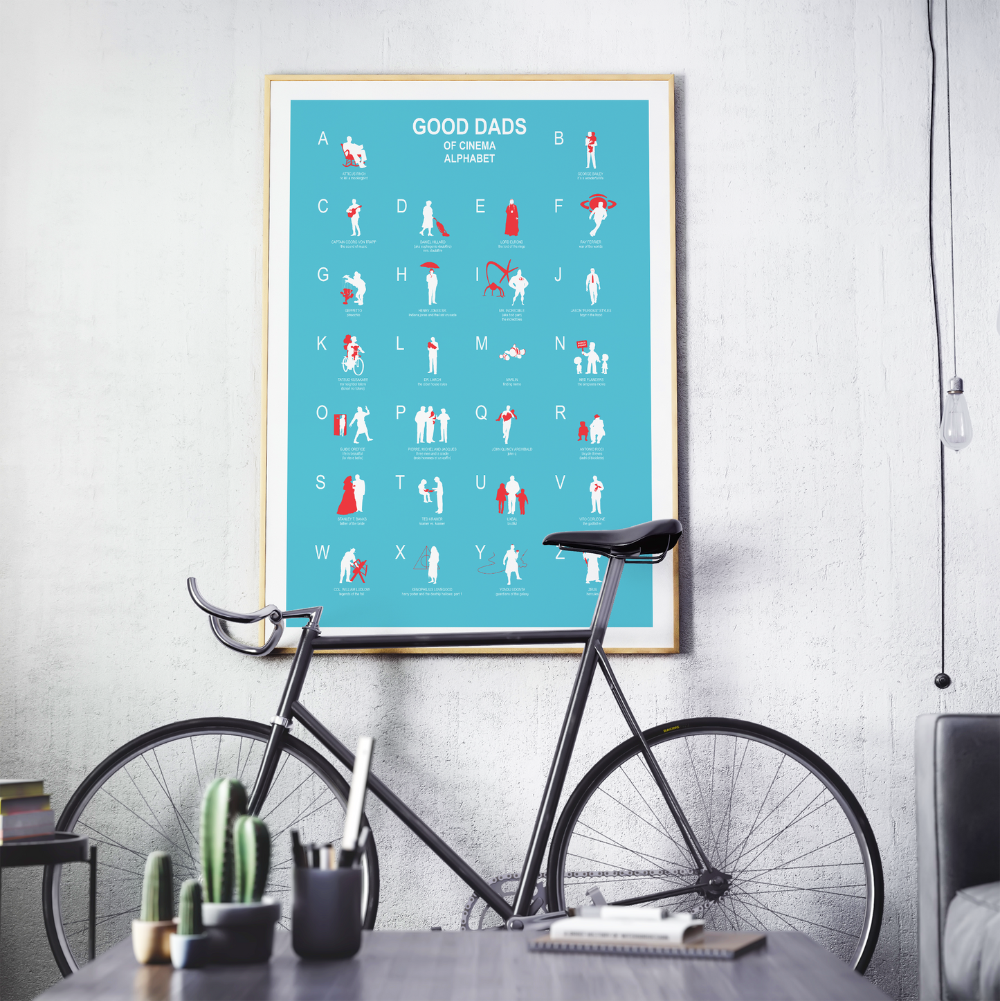 Dads in movies Abc Print Poster, Cinephile Dad Minimalist