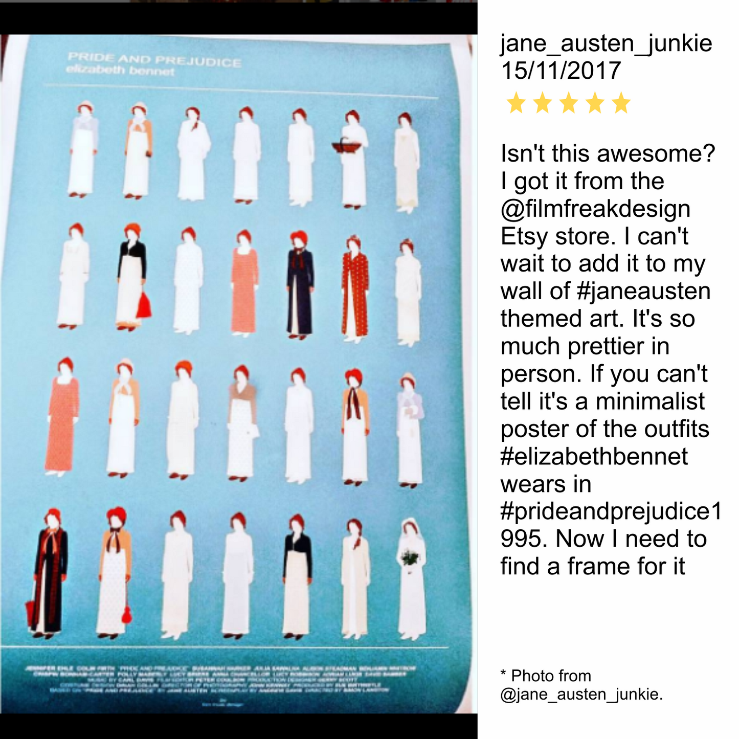 Elizabeth Bennet fashion poster, Jane Austen Pride and Prejudice