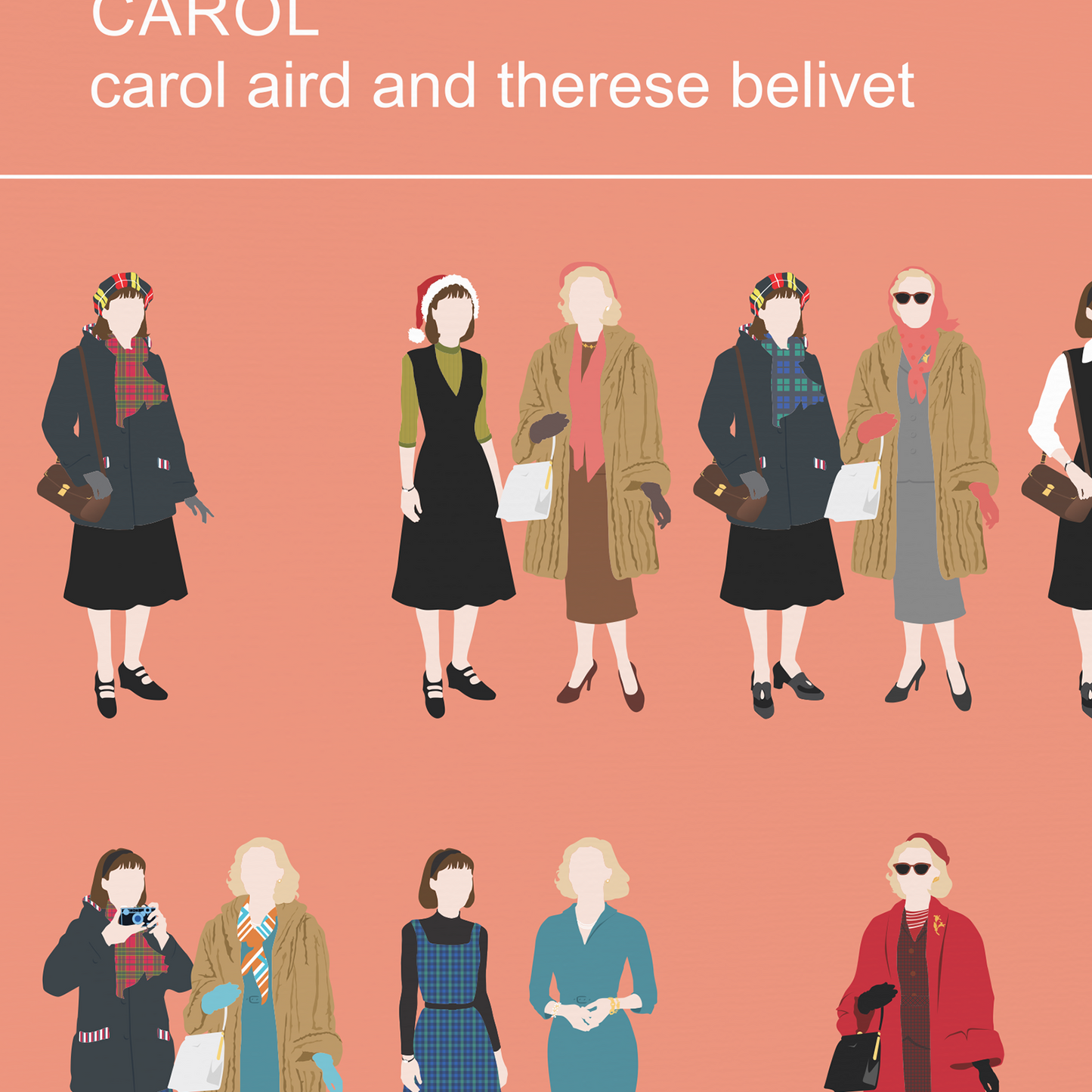 Carol Movie Poster, Carol and Therese, 50s fashion print LGBT