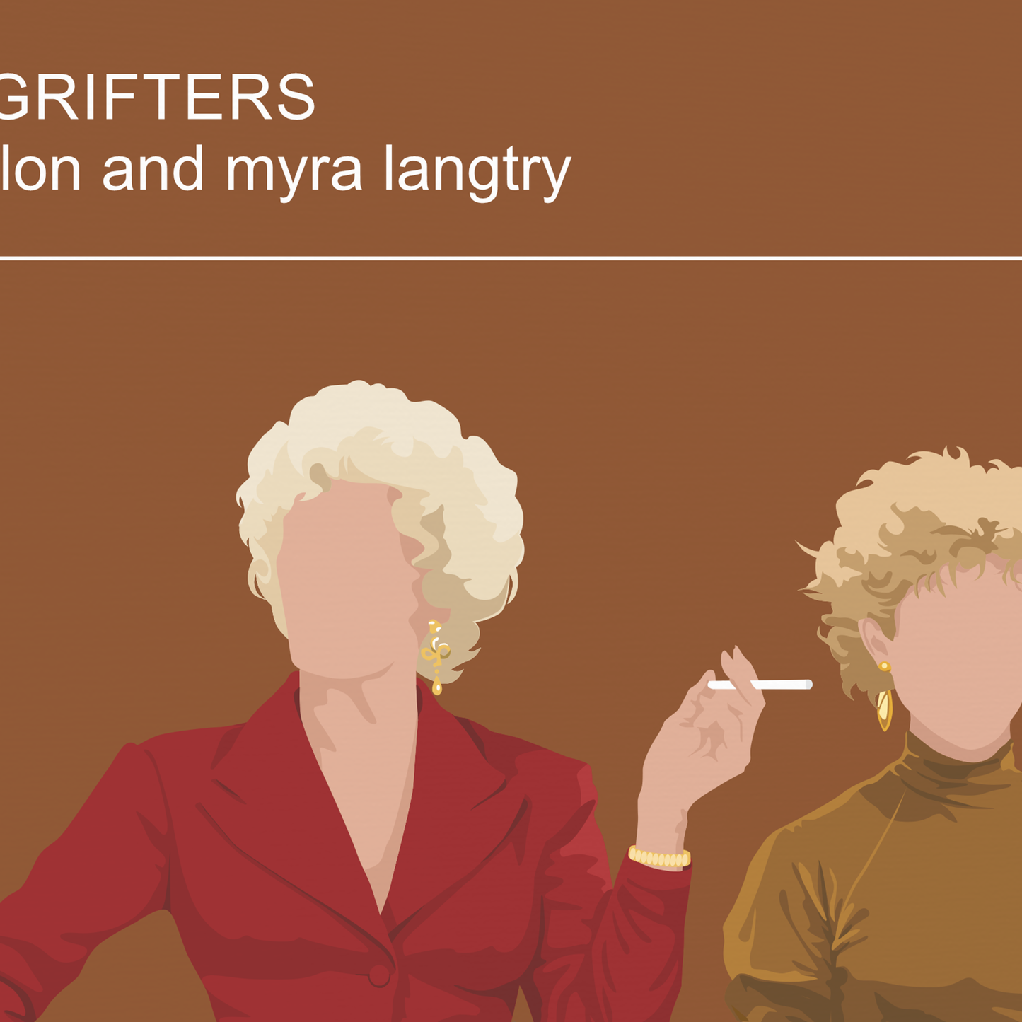 The Grifters poster, Anjelica Huston and Annette Bening, 1990 noir movie