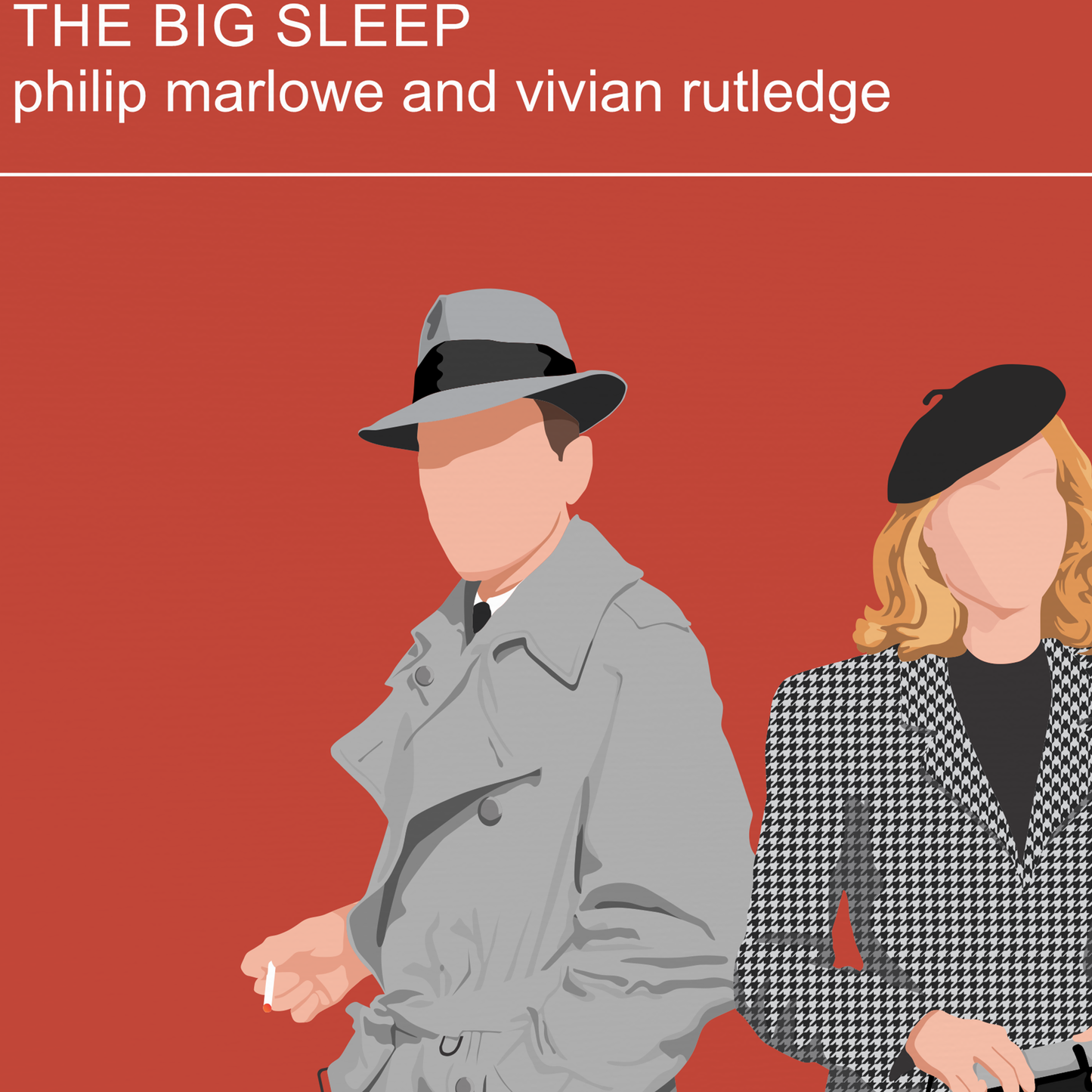 The Big Sleep poster, 1946 Femme Fatale Artwork, Humphrey Bogart and Lauren Bacall