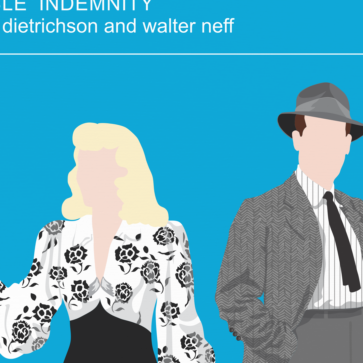 Double Indemnity noir movie poster, Barbara Stanwyck and Fred MacMurray