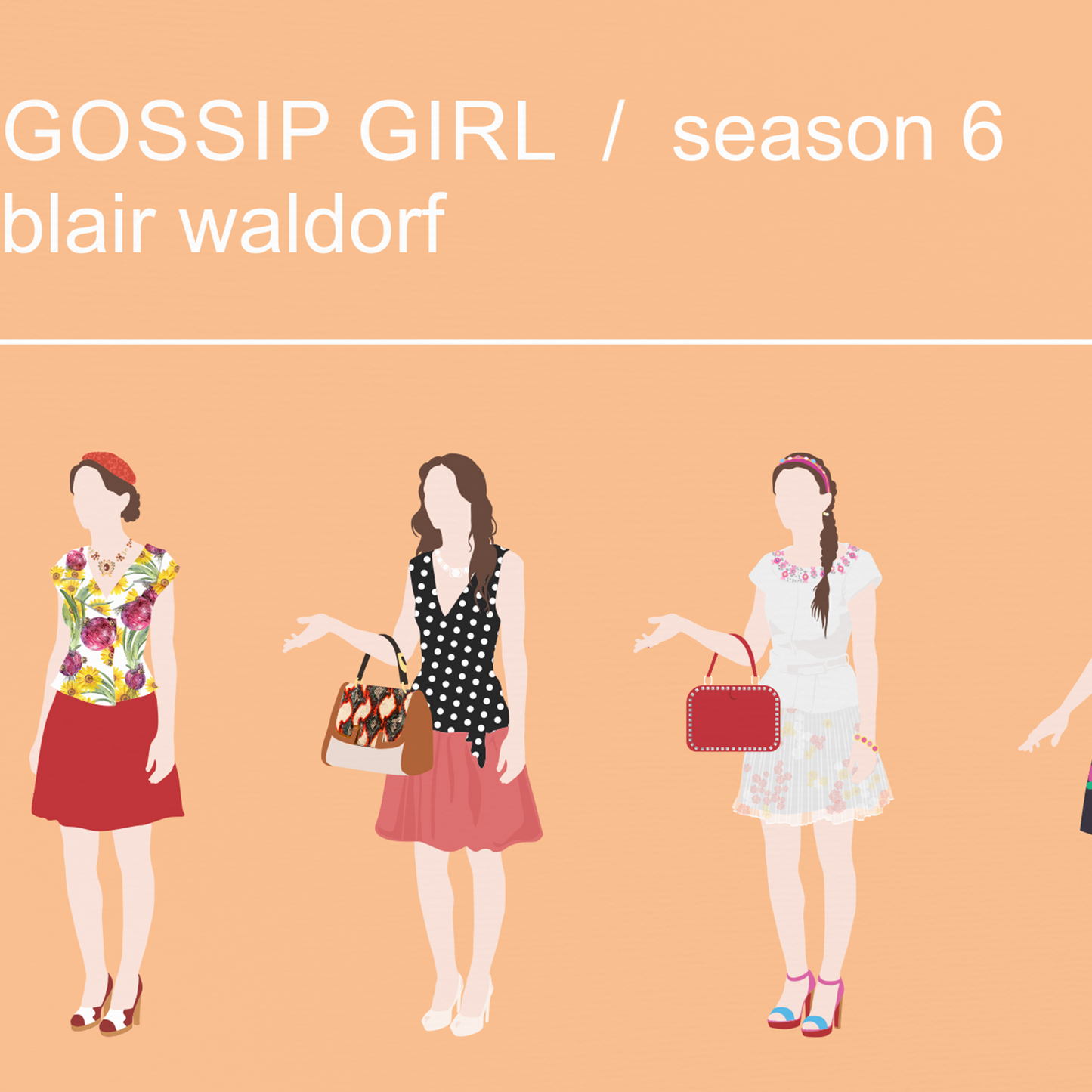 Blair Waldorf wardrobe collection set of prints, Mix and match any 2 posters