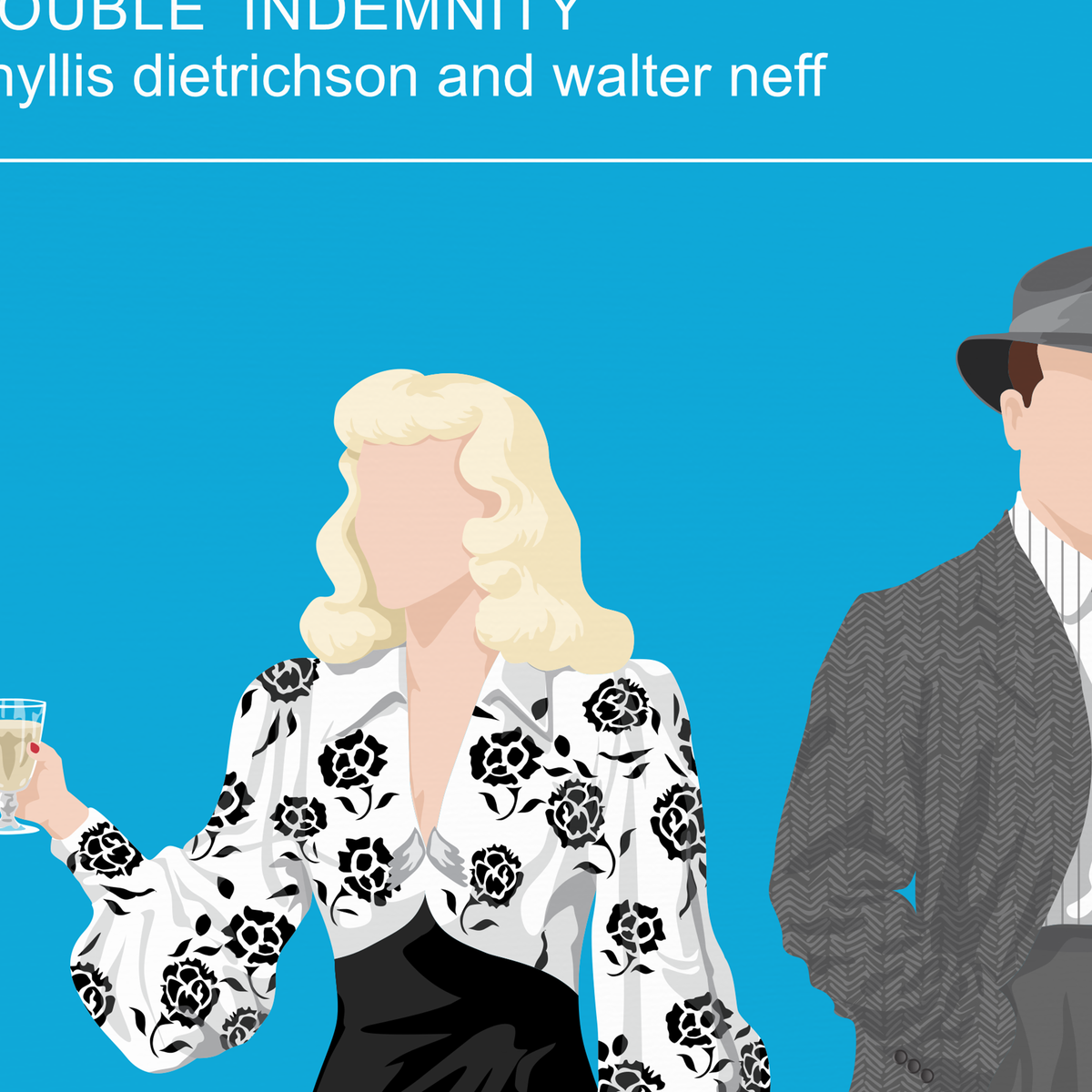 Double Indemnity noir movie poster, Barbara Stanwyck and Fred MacMurray