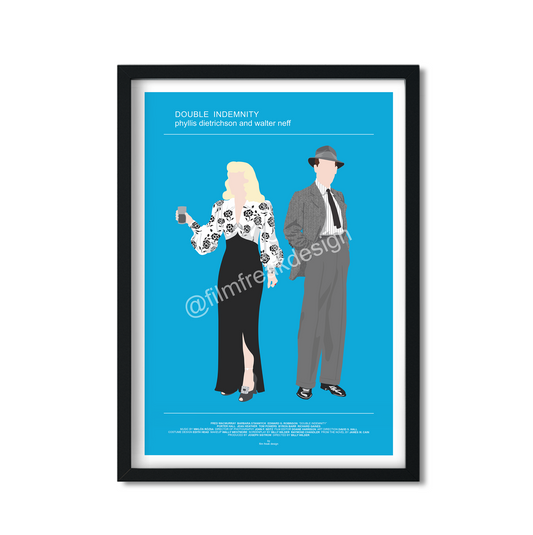 Double Indemnity noir movie poster, Barbara Stanwyck and Fred MacMurray