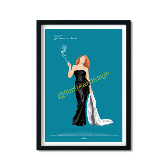 Gilda noir movie Classic Hollywood poster, Femme Fatale smoking Rita Hayworth