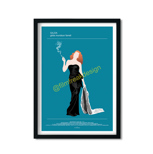 Gilda noir movie Classic Hollywood poster, Femme Fatale smoking Rita Hayworth