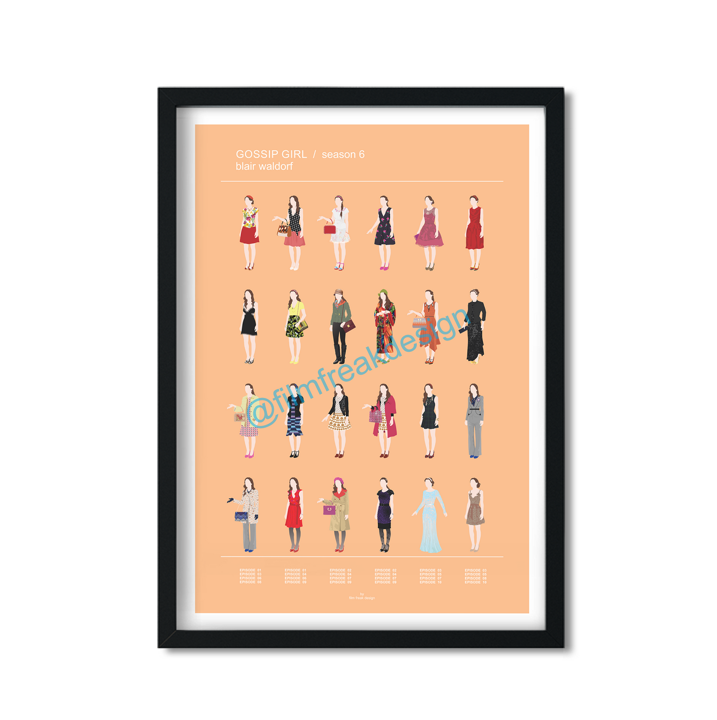 New Item! Gossip Girl outfits poster, Blair Waldorf Season 6 artwork