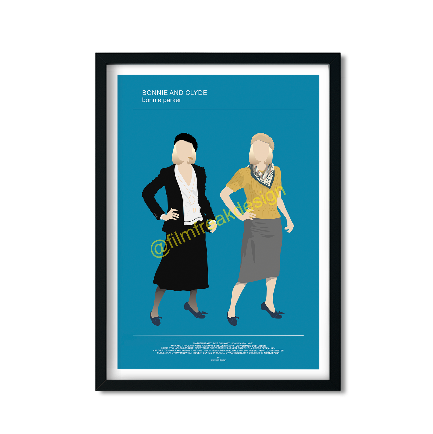 Bonnie and Clyde poster, Faye Dunaway wardrobe print
