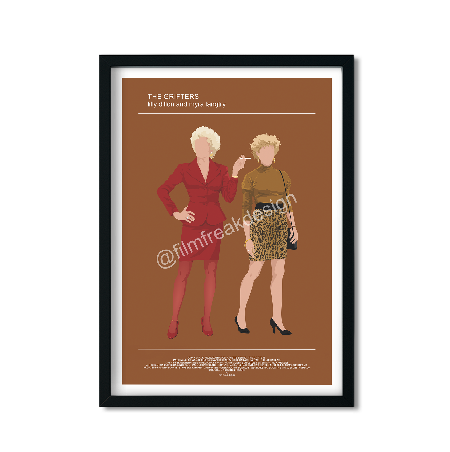 The Grifters poster, Anjelica Huston and Annette Bening, 1990 noir movie
