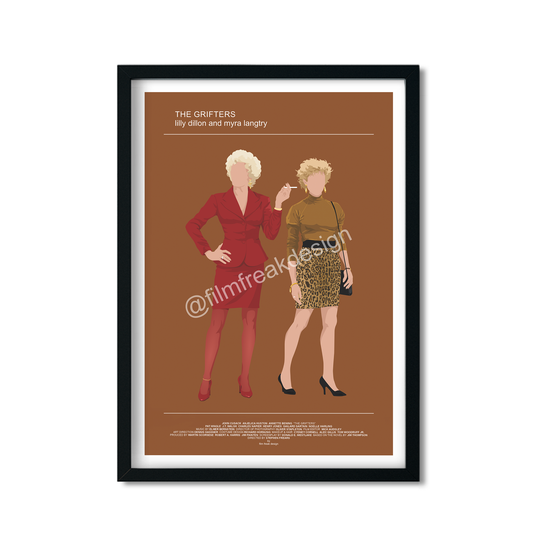 The Grifters poster, Anjelica Huston and Annette Bening, 1990 noir movie