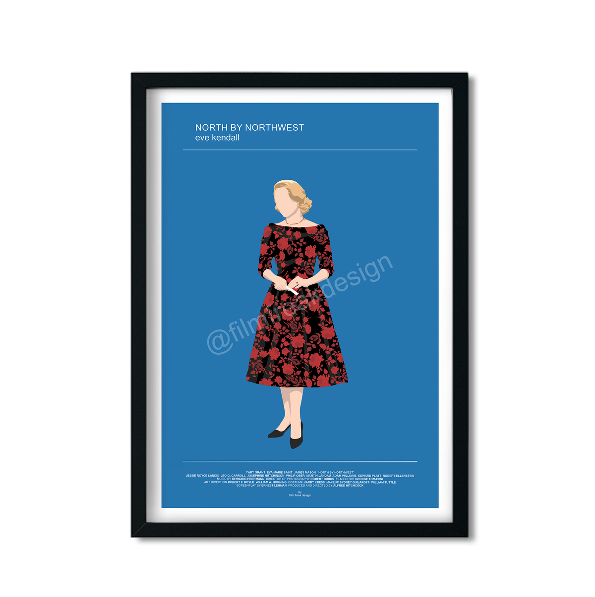 New Poster! North by Northwest 1959 movie poster, Eva Marie Saint Bergdorf-Goodman dress, Alfred Hitchcock