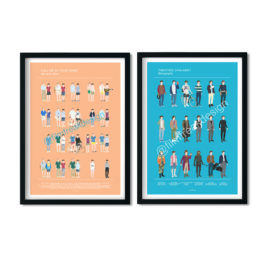 Timothée Chalamet set of posters, Call Me By Your Name + Filmography