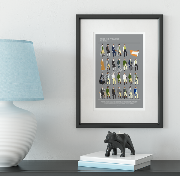 Colin Firth as Mr Darcy, minimalist poster Pride and Prejudice 1995 BBC TV series