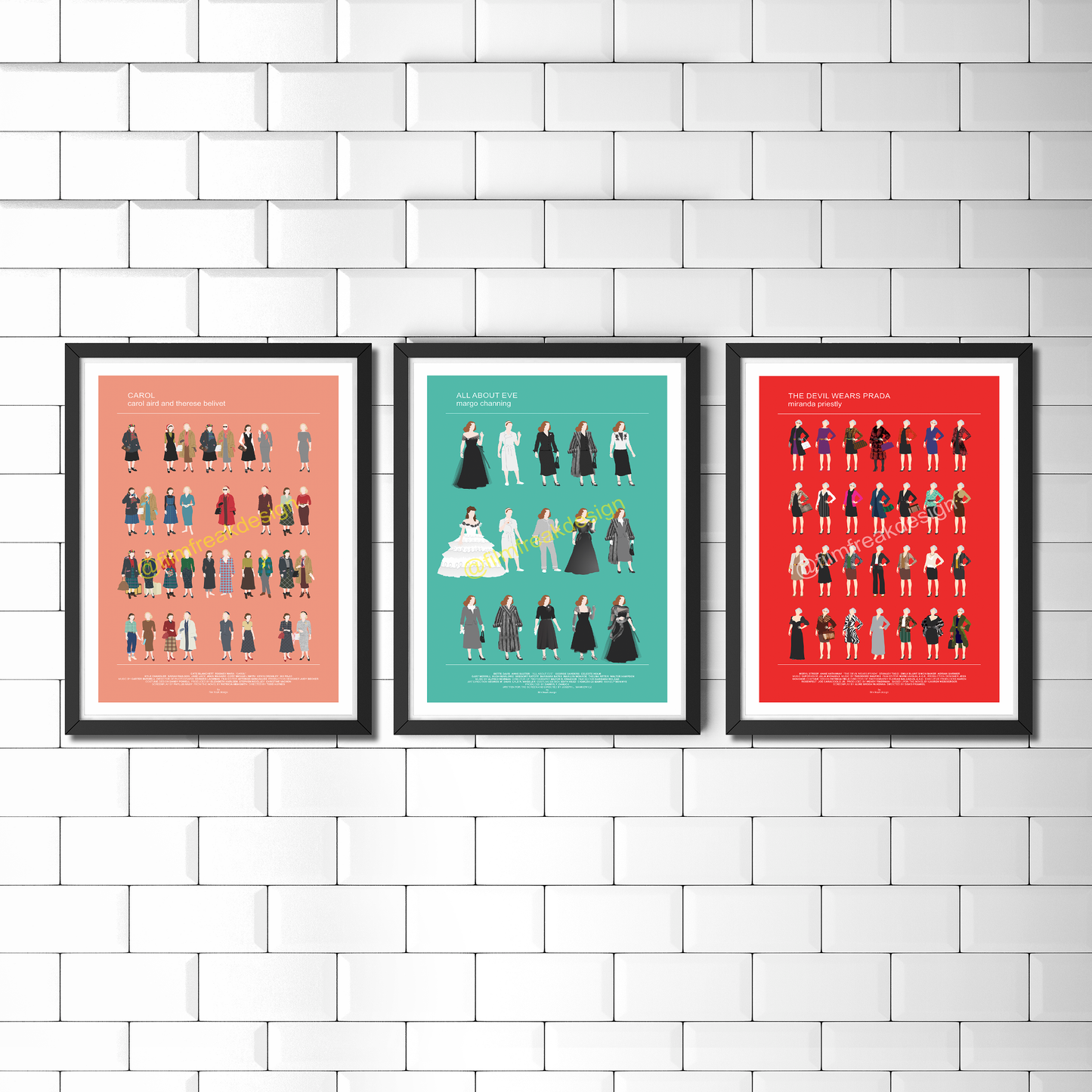 Set of 3 Prints, Mix and match gift, Fashion in movies, Minimalist posters