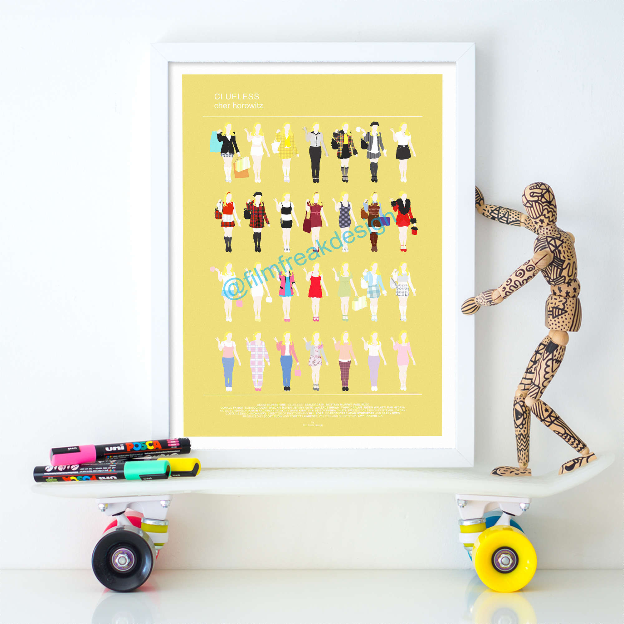 Clueless minimalist fashion illustration, Cher Horowitz poster