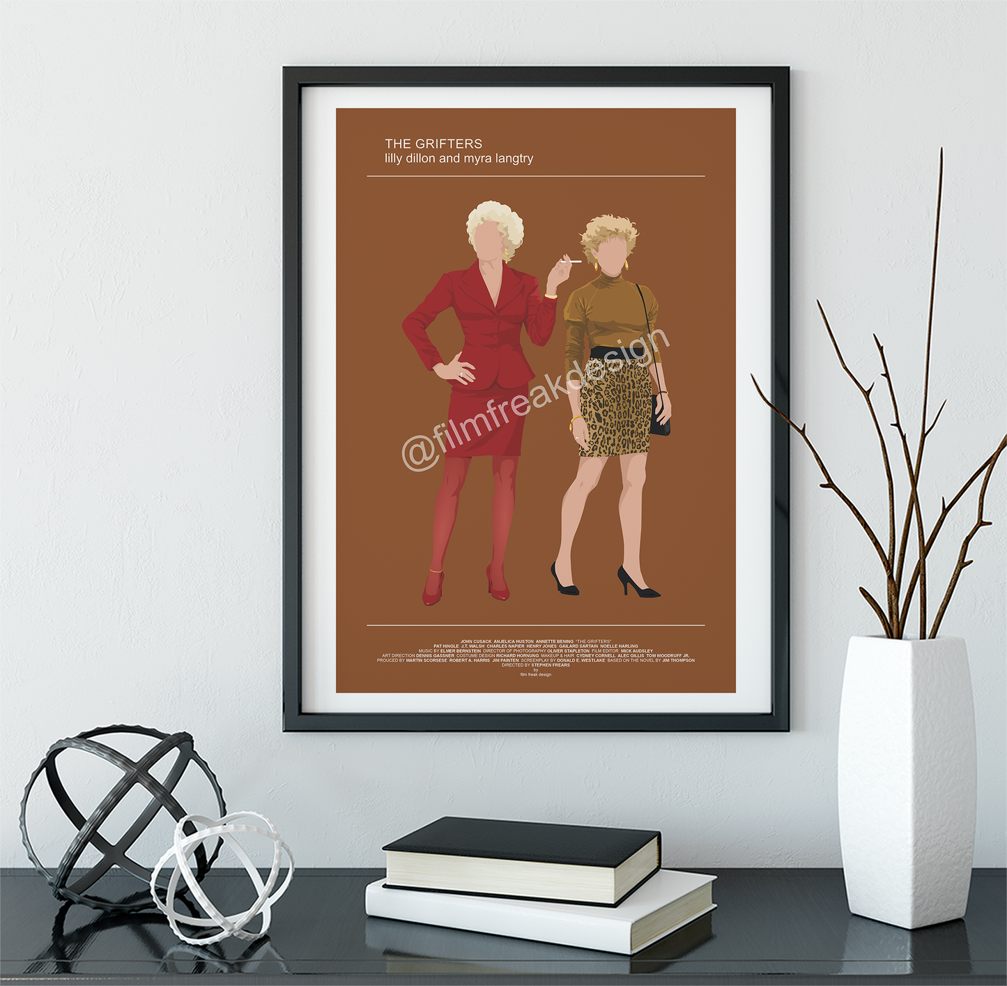 The Grifters poster, Anjelica Huston and Annette Bening, 1990 noir movie