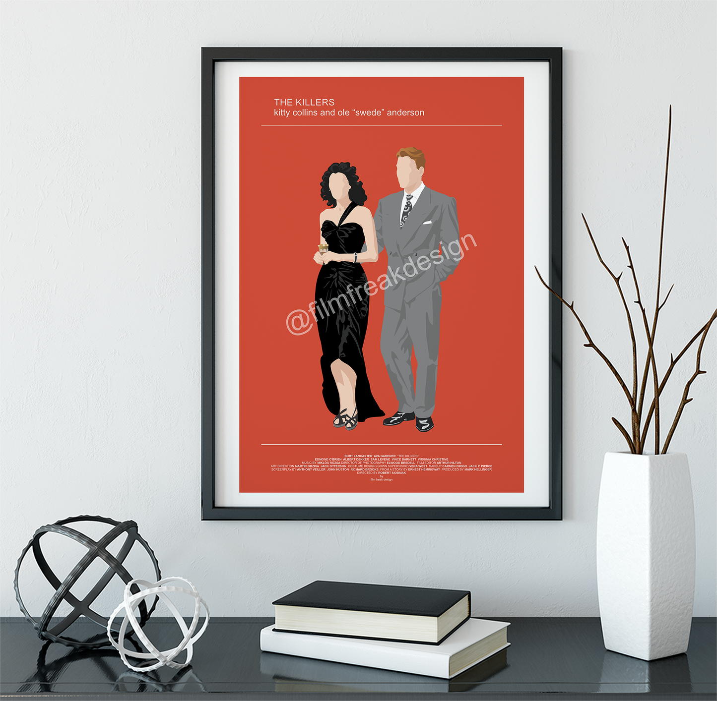 The Killers 1946 Film Noir movie poster, Femme Fatale Classic, Burt Lancaster Ava Gardner