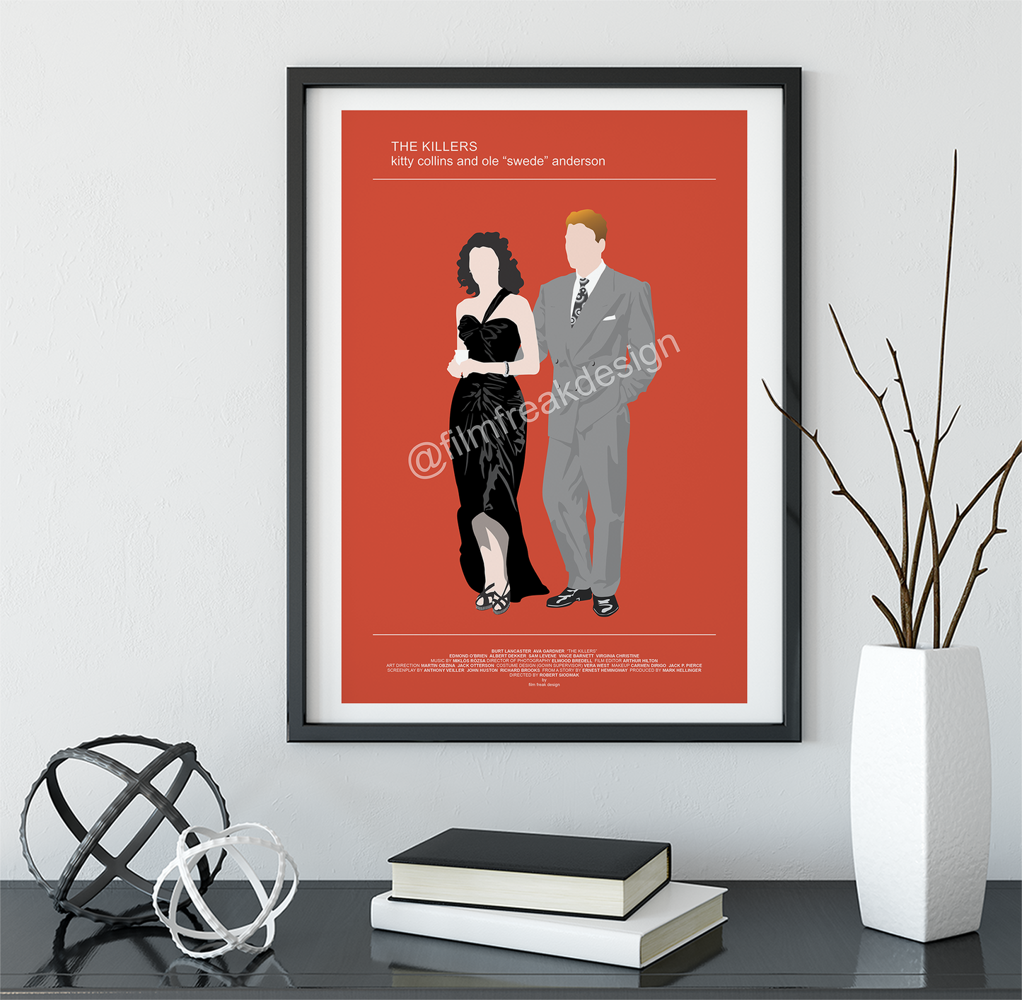 The Killers 1946 Film Noir movie poster, Femme Fatale Classic, Burt Lancaster Ava Gardner