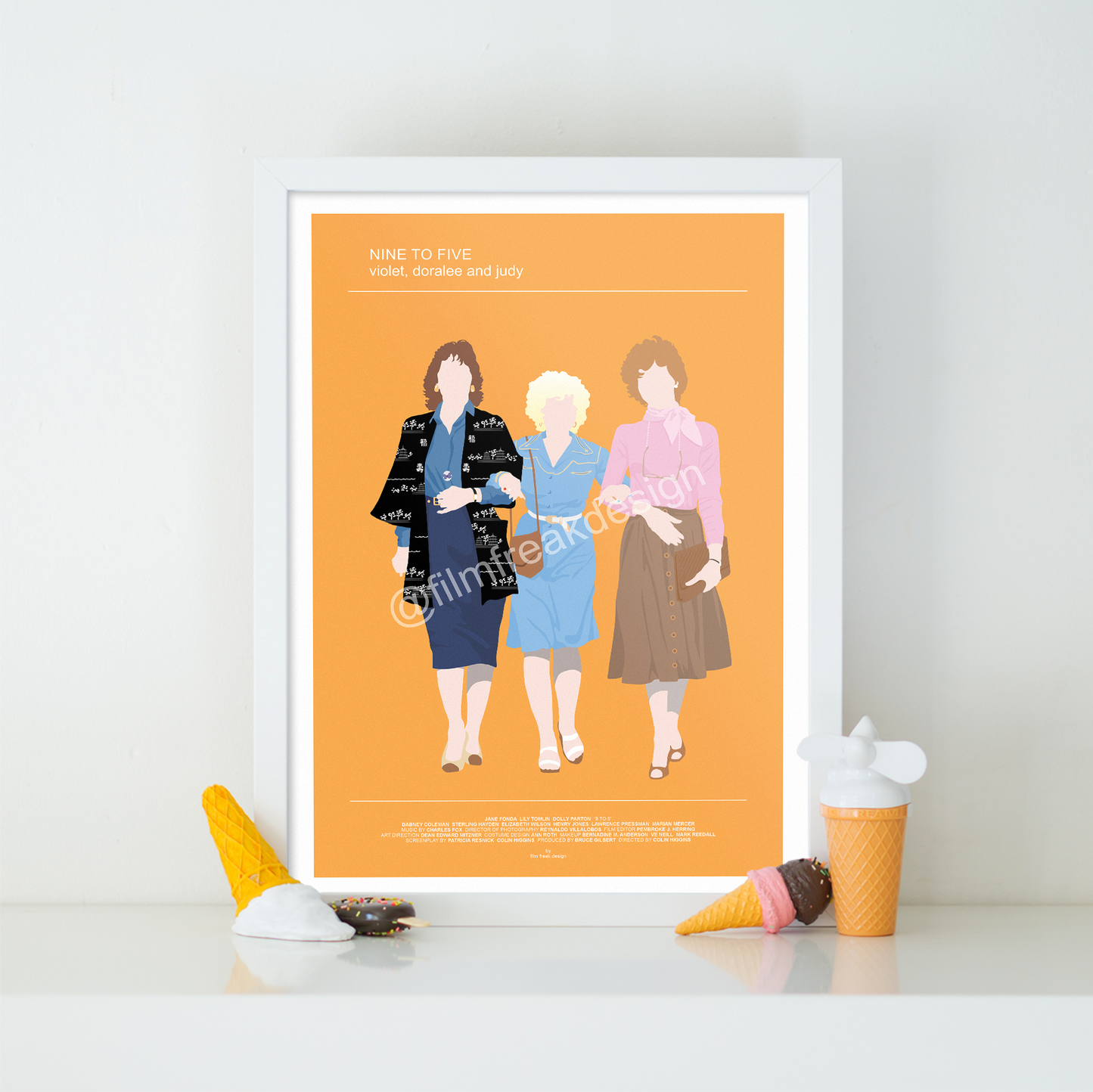 Nine to Five Fashion Print, Lily Tomlin, Dolly Parton, Jane Fonda, 9 to 5