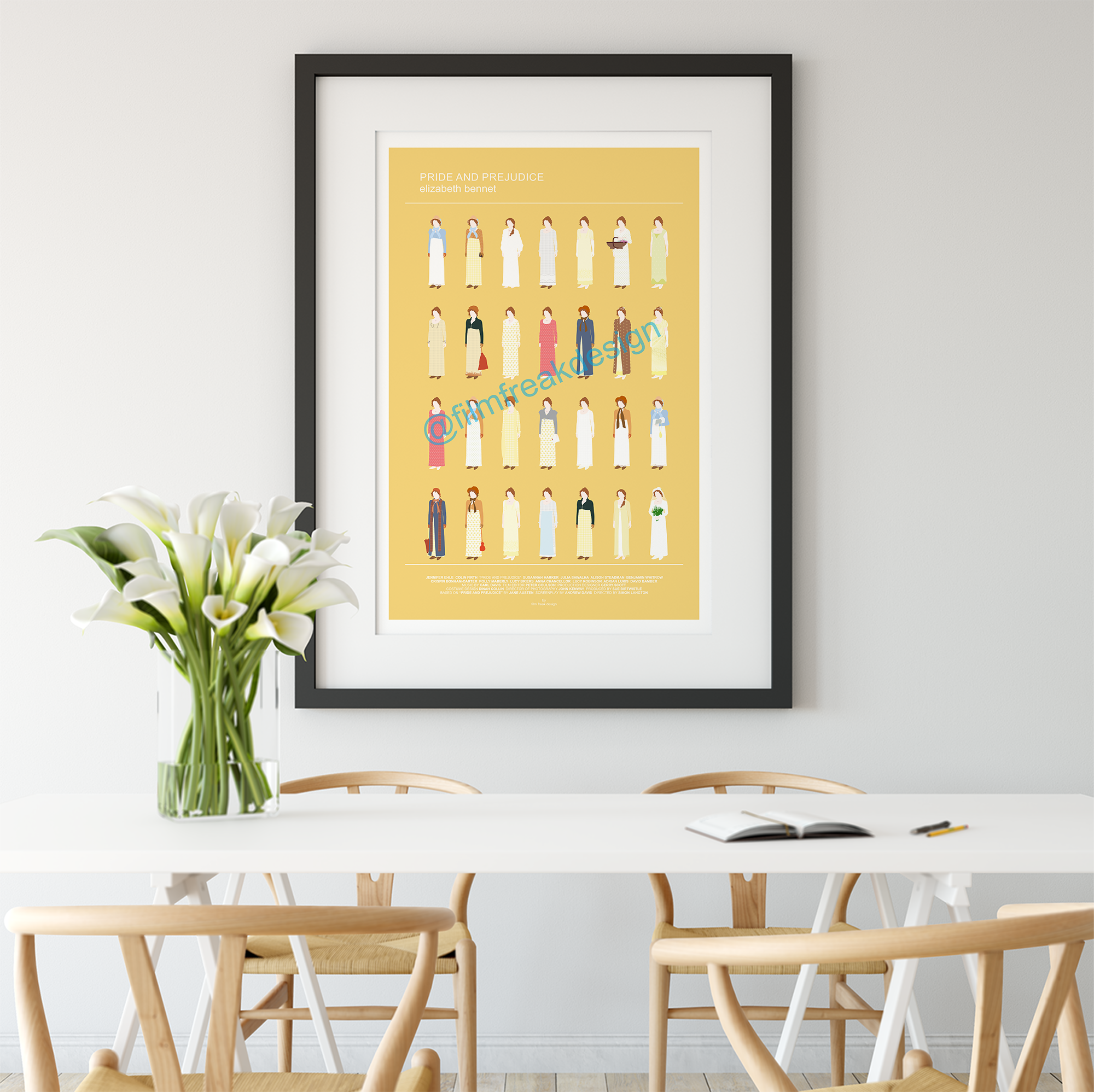 Pride and Prejudice regency poster, Elizabeth Bennet, Jane Austen