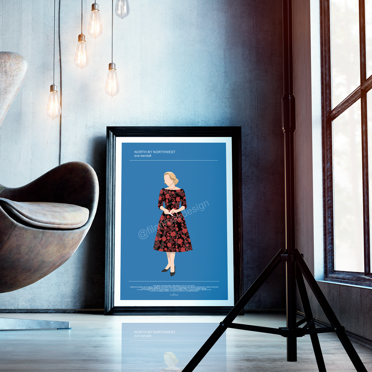 New Poster! North by Northwest 1959 movie poster, Eva Marie Saint Bergdorf-Goodman dress, Alfred Hitchcock