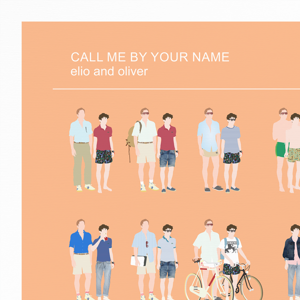 Call Me By Your Name Poster, Oliver and Elio 80s fashion minimal print LGBT