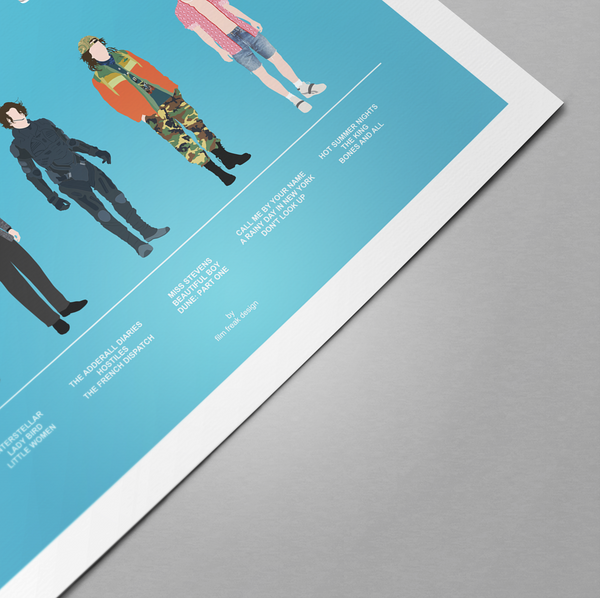 Timothée Chalamet Filmography Poster, wardrobe of his films