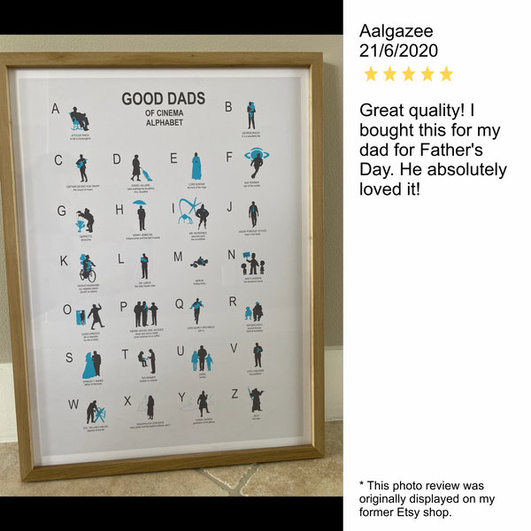 Dads in movies Abc Print Poster, Minimal poster, father's day gift